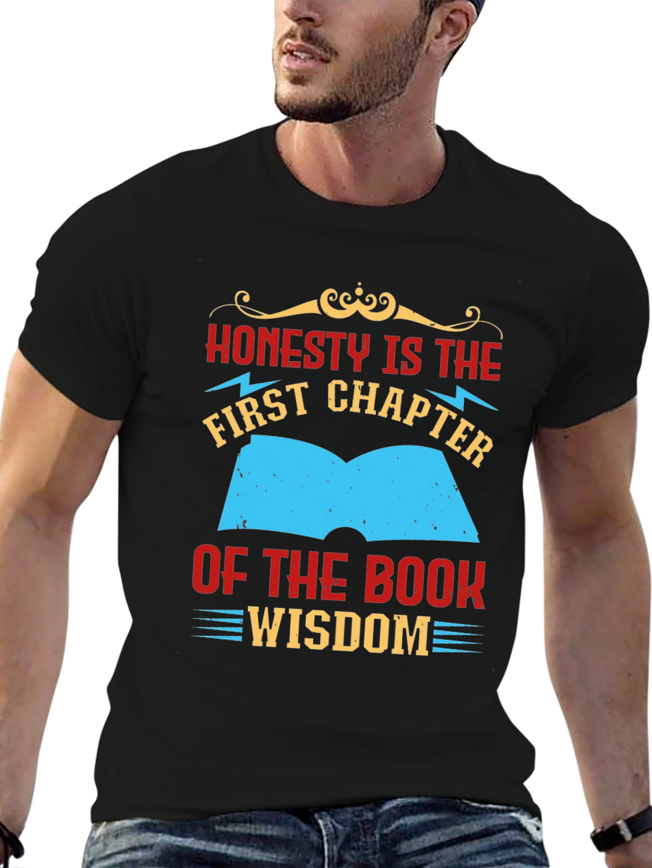 Honesty Wisdom Graphic Tee - Black Cotton T-Shirt