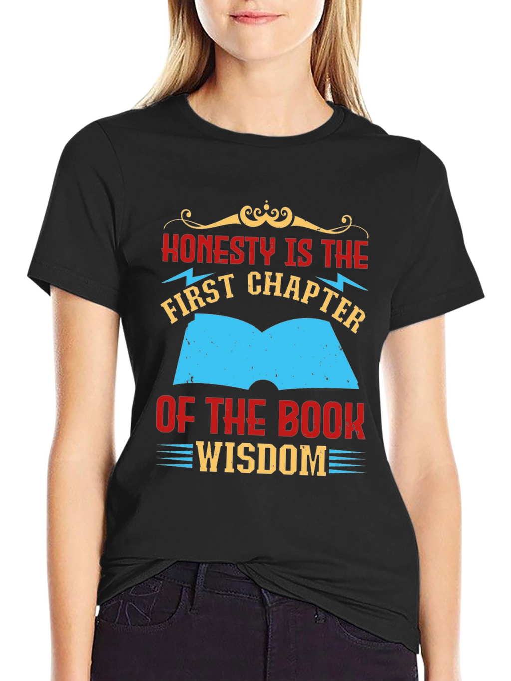 Honesty Wisdom Graphic Tee - Black Cotton T-Shirt
