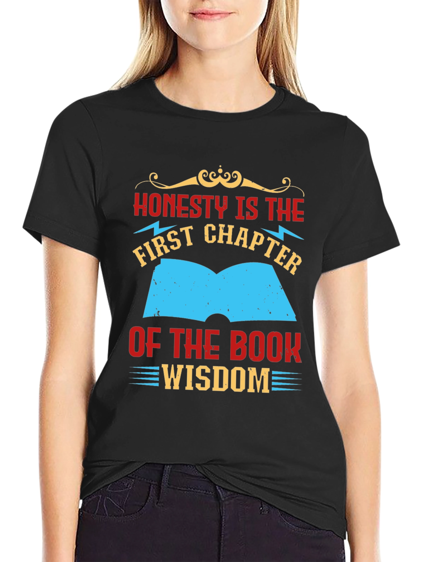 Honesty Wisdom Graphic Tee - Black Cotton T-Shirt