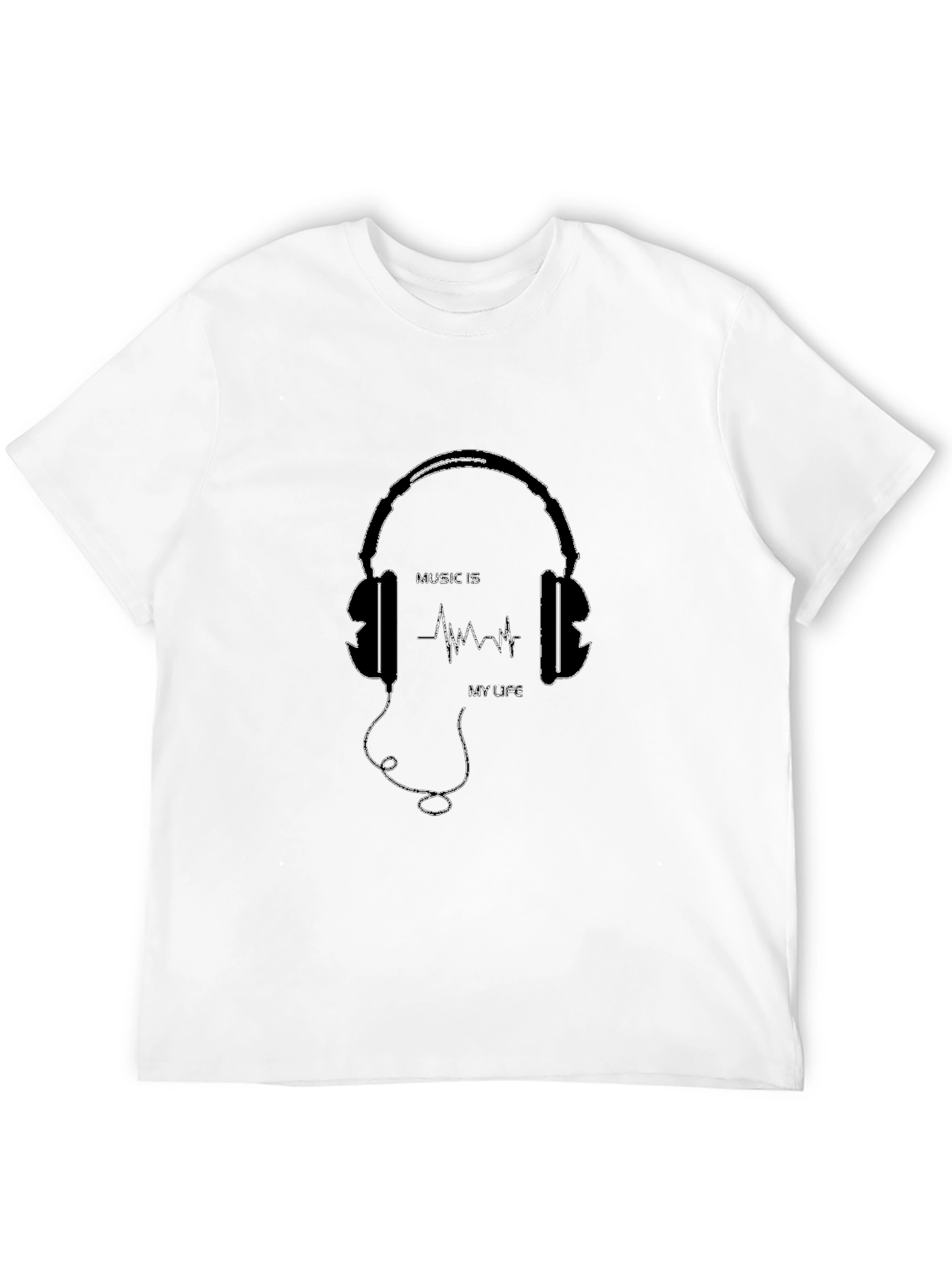 Music Is My Life Graphic Tee - Black Cotton T-Shirt