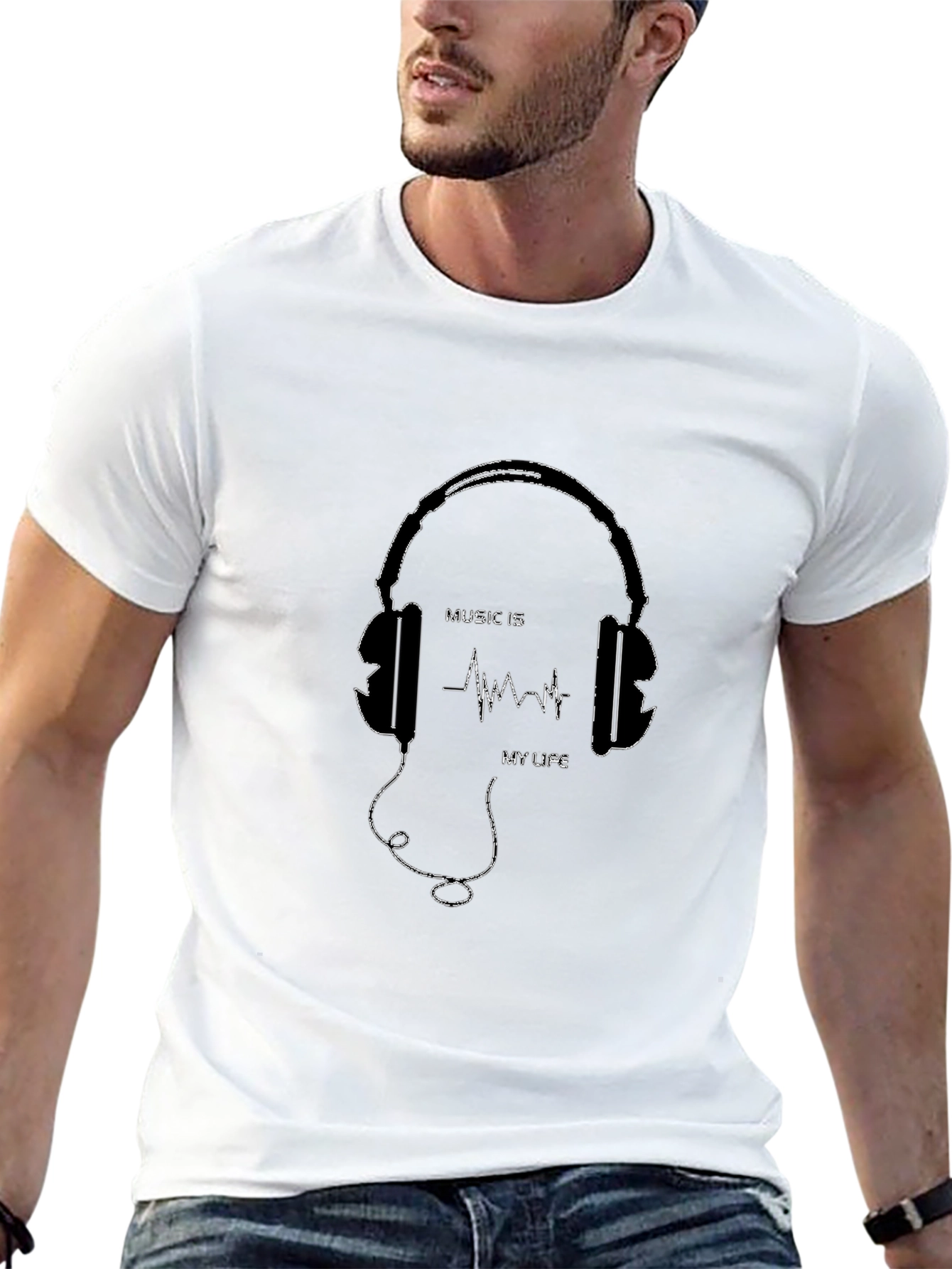 Music Is My Life Graphic Tee - Black Cotton T-Shirt