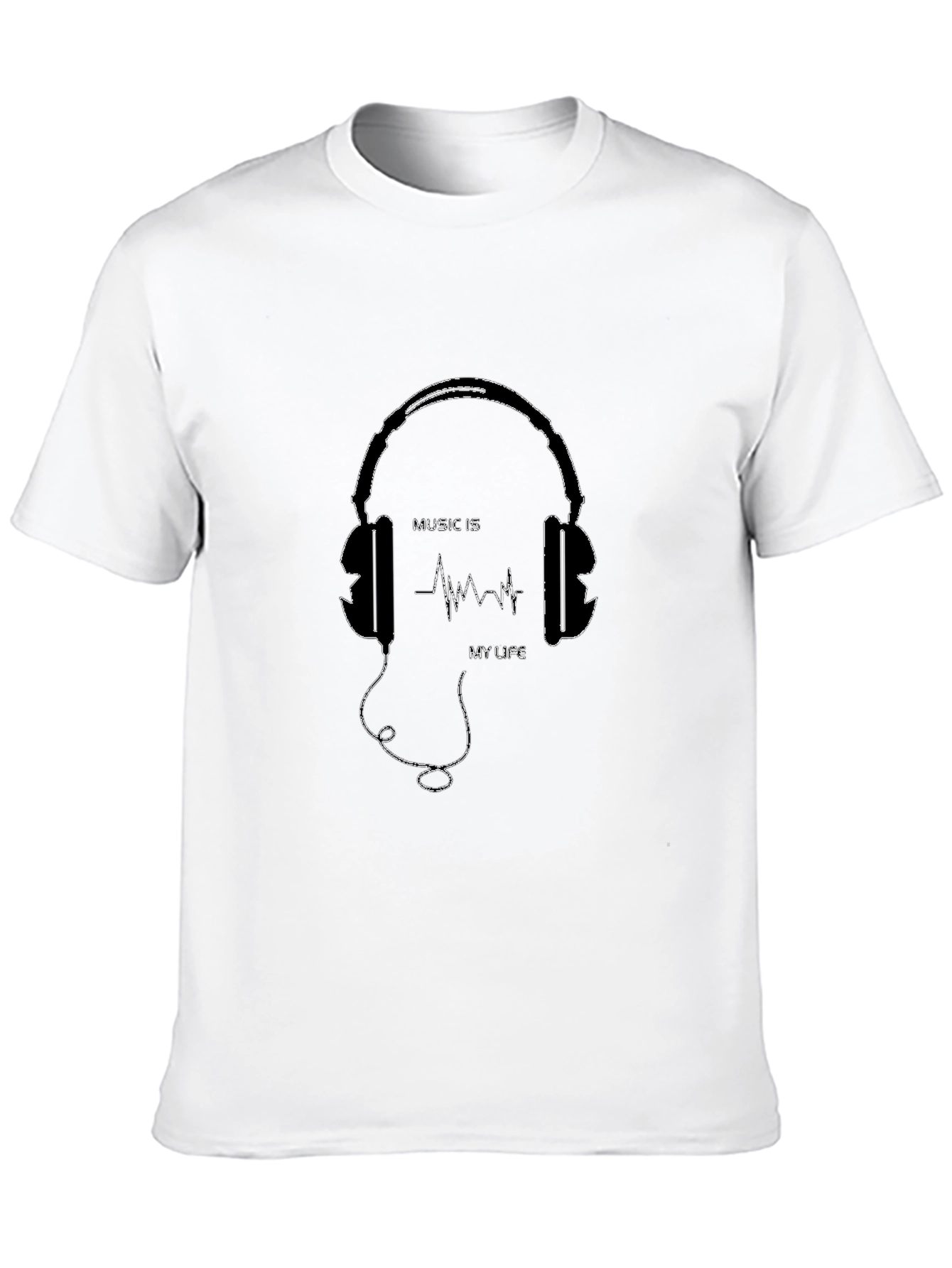 Music Is My Life Graphic Tee - Black Cotton T-Shirt