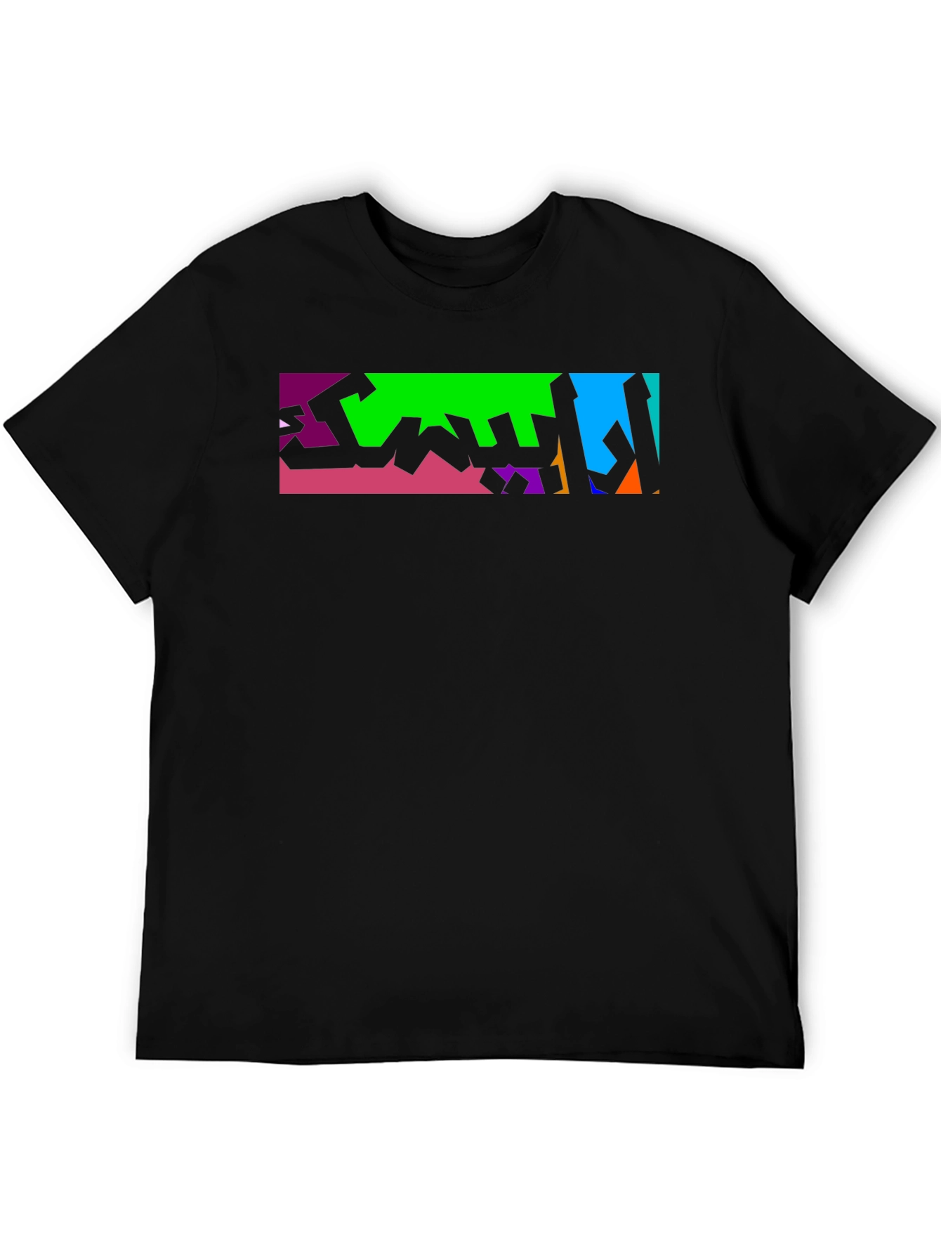 Abstract Arabic Graphic Print Black T-Shirt