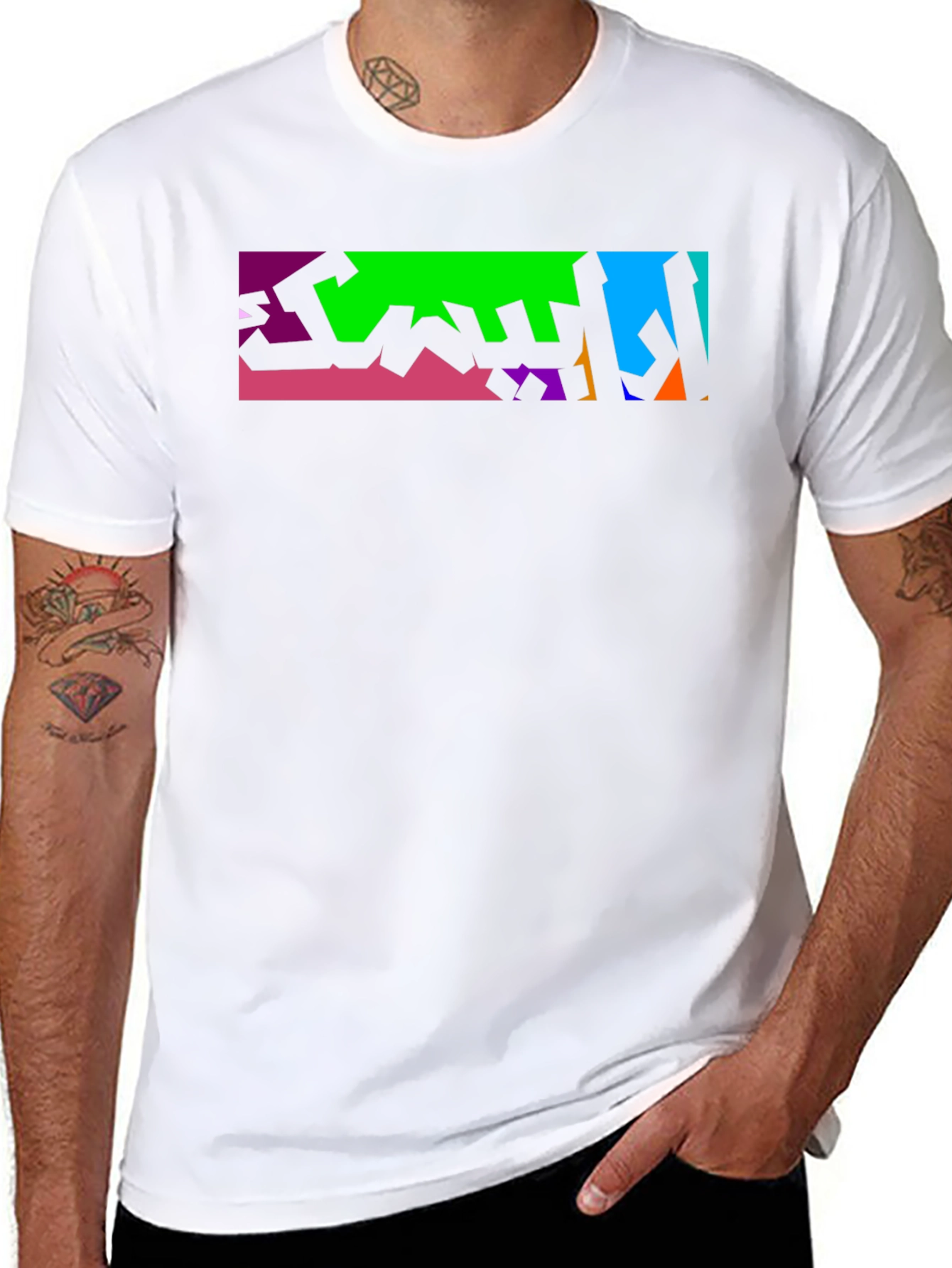 Abstract Arabic Graphic Print Black T-Shirt