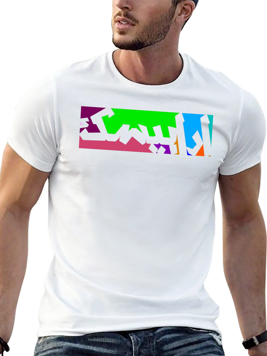 Abstract Arabic Graphic Print Black T-Shirt