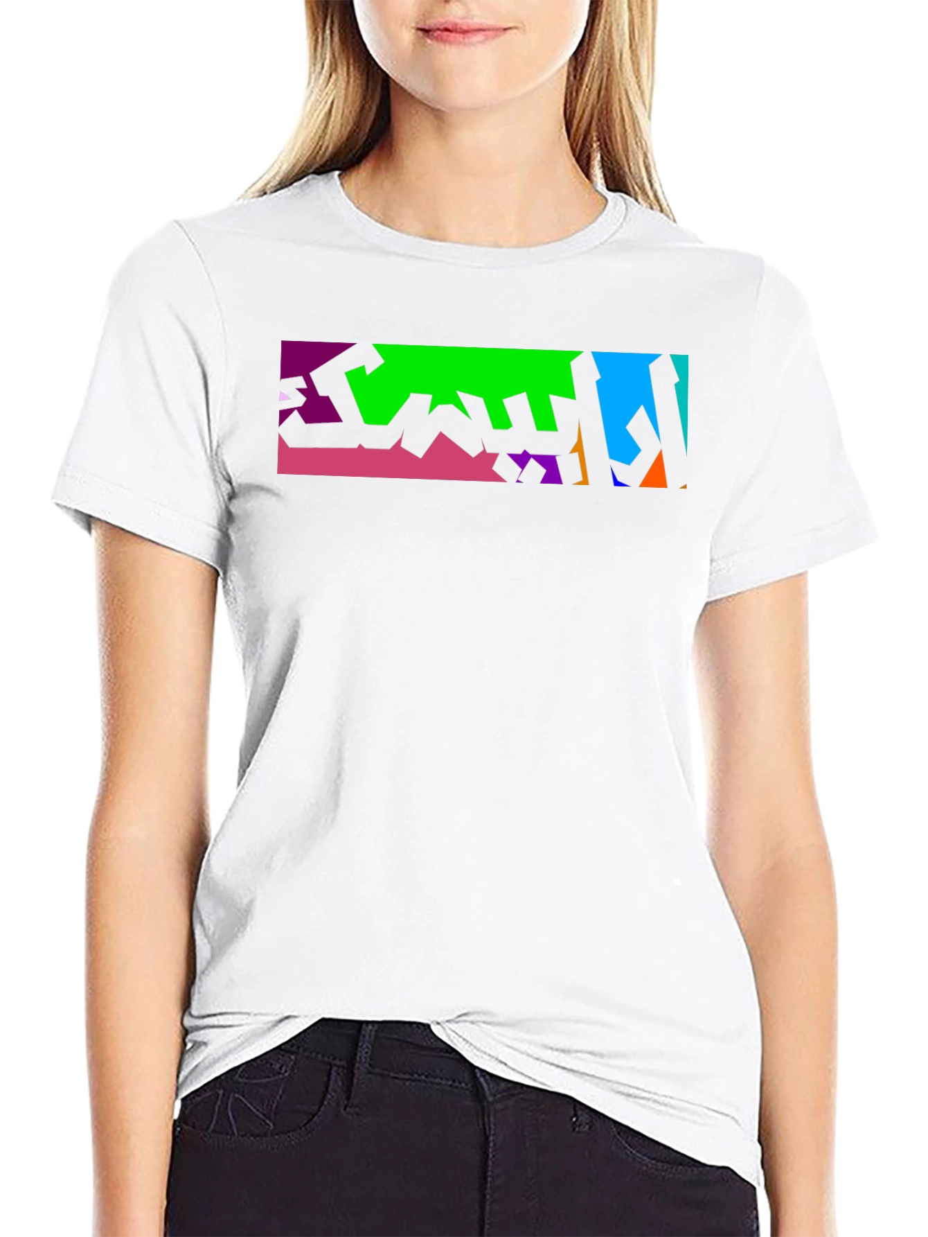 Abstract Arabic Graphic Print Black T-Shirt