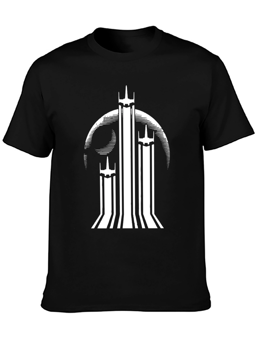 Graphic Tee: White Towers on Black