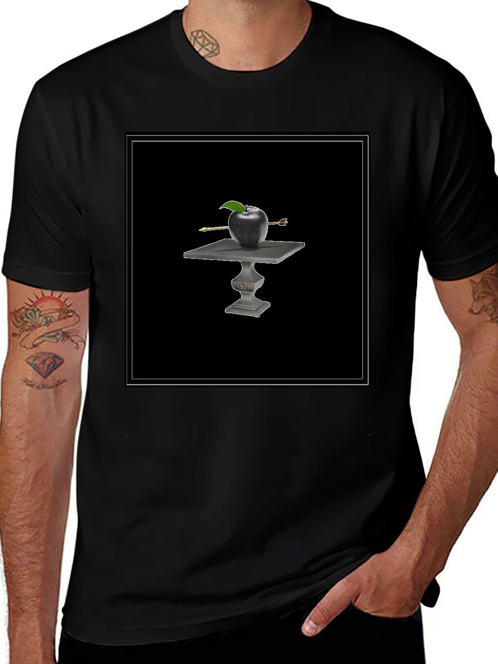 Apple Arrow Tee - Black Graphic T-Shirt