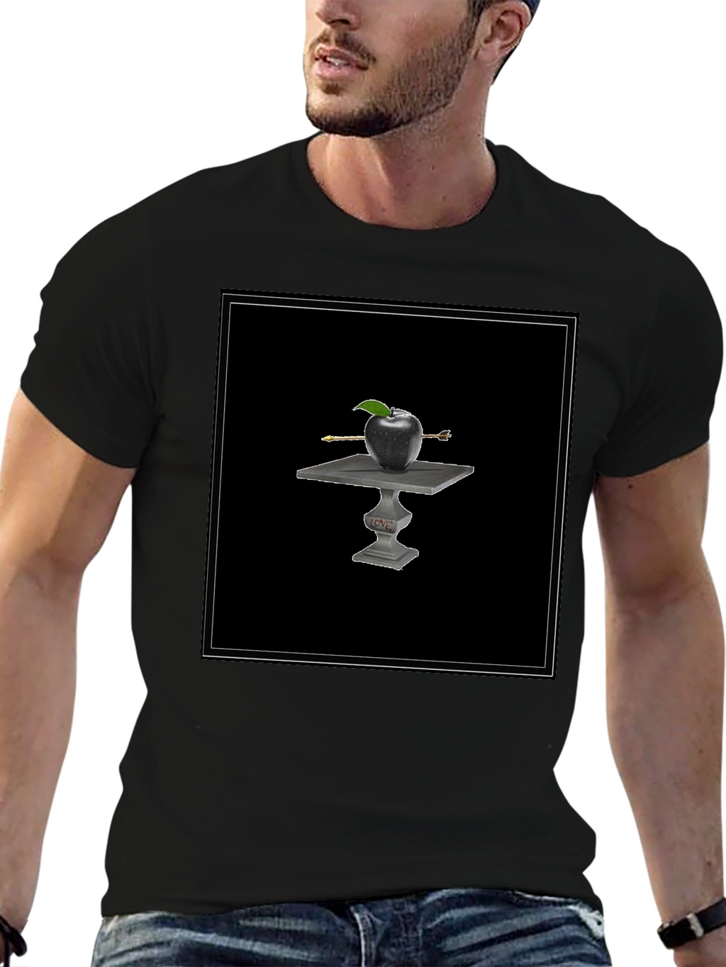 Apple Arrow Tee - Black Graphic T-Shirt
