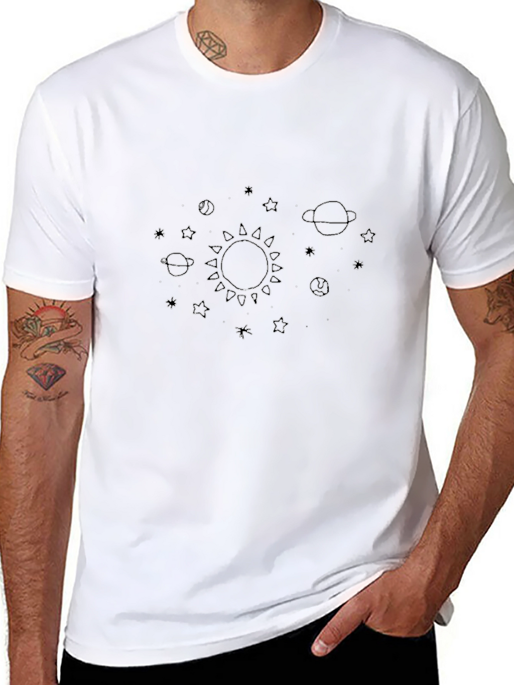 Cosmic Solar System Black T-Shirt