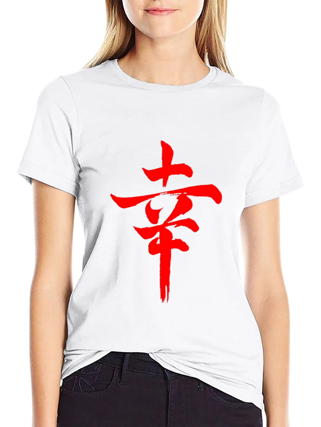Red Kanji Graphic Black T-Shirt