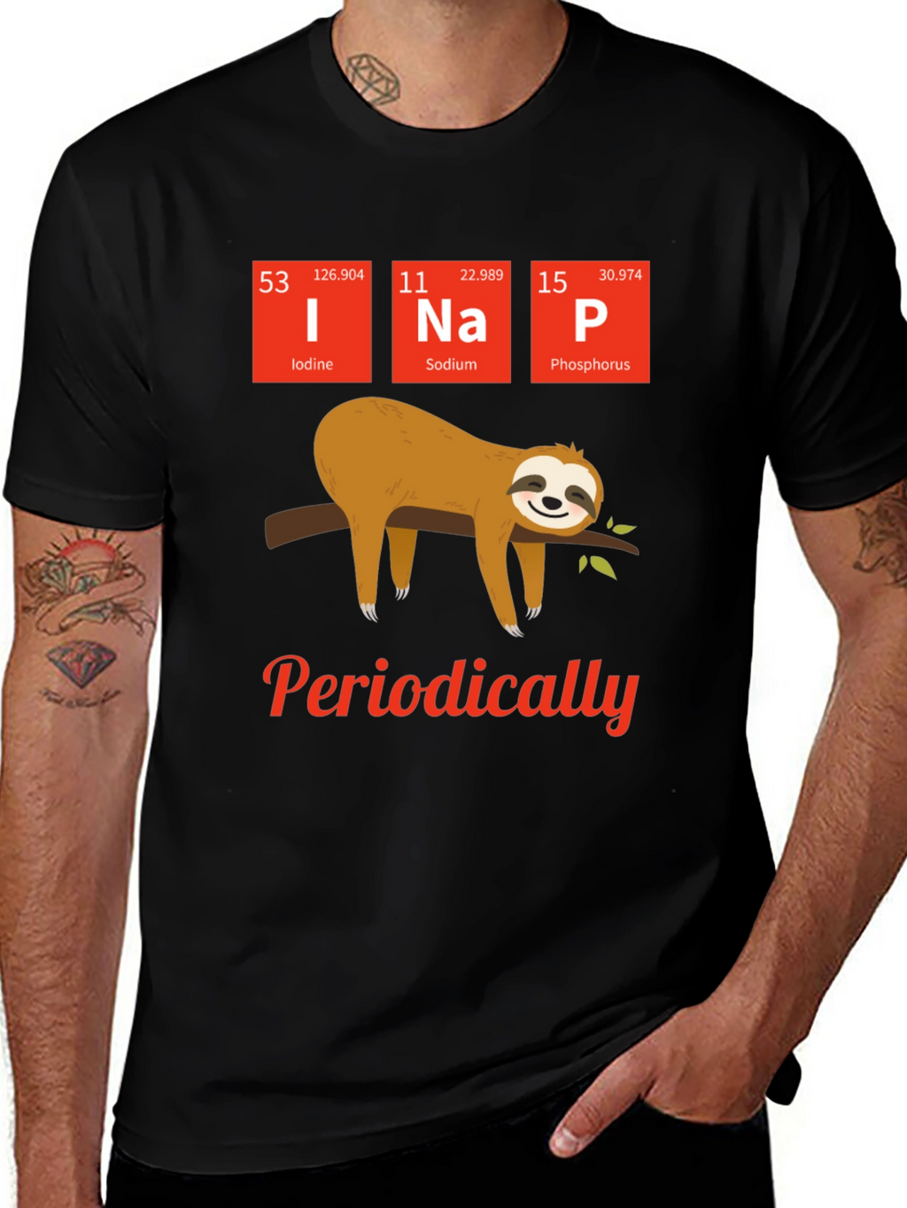 Funny Periodic Table Sloth Nap T-Shirt