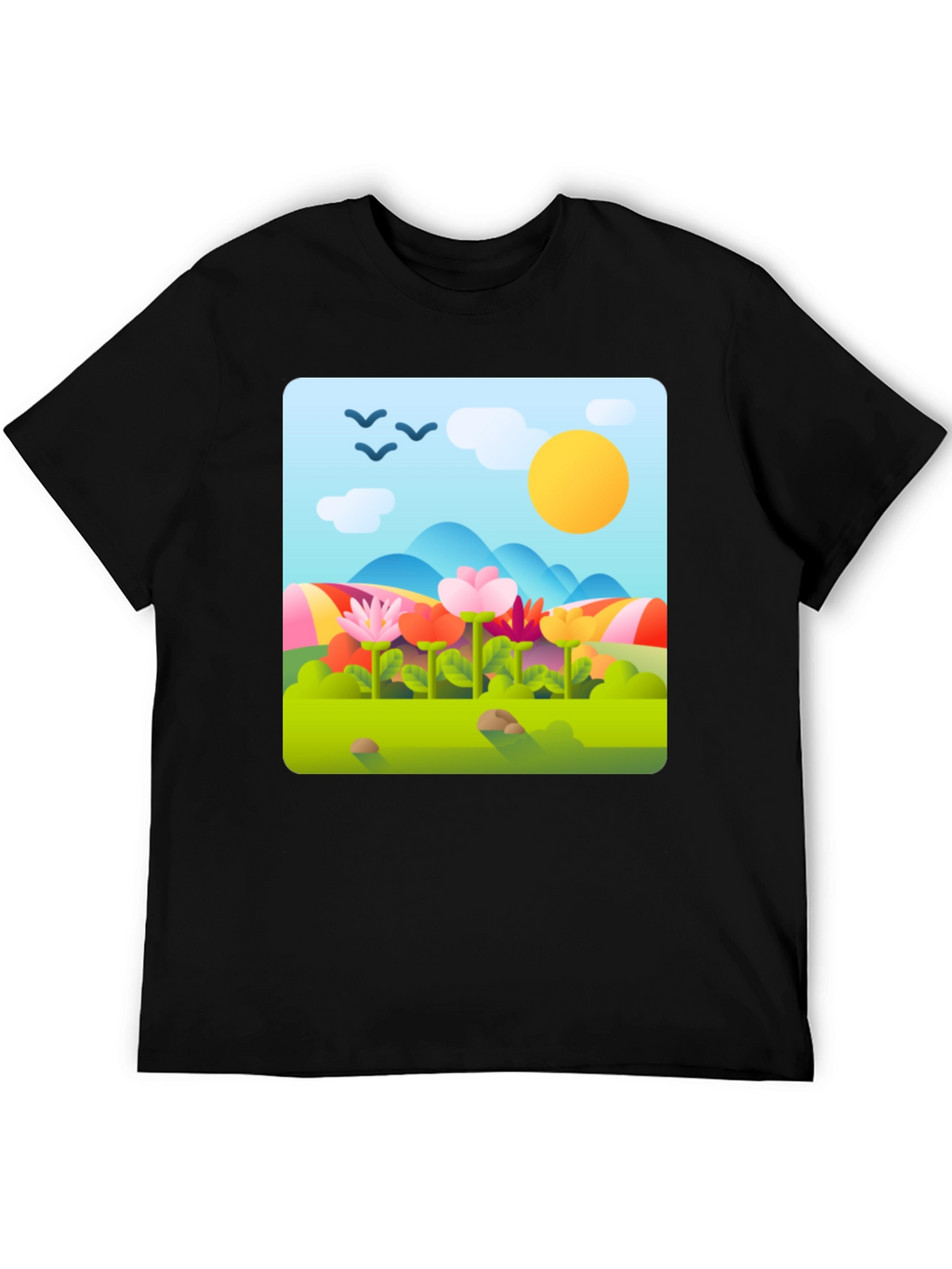 Nature Print T-Shirt - Floral Landscape