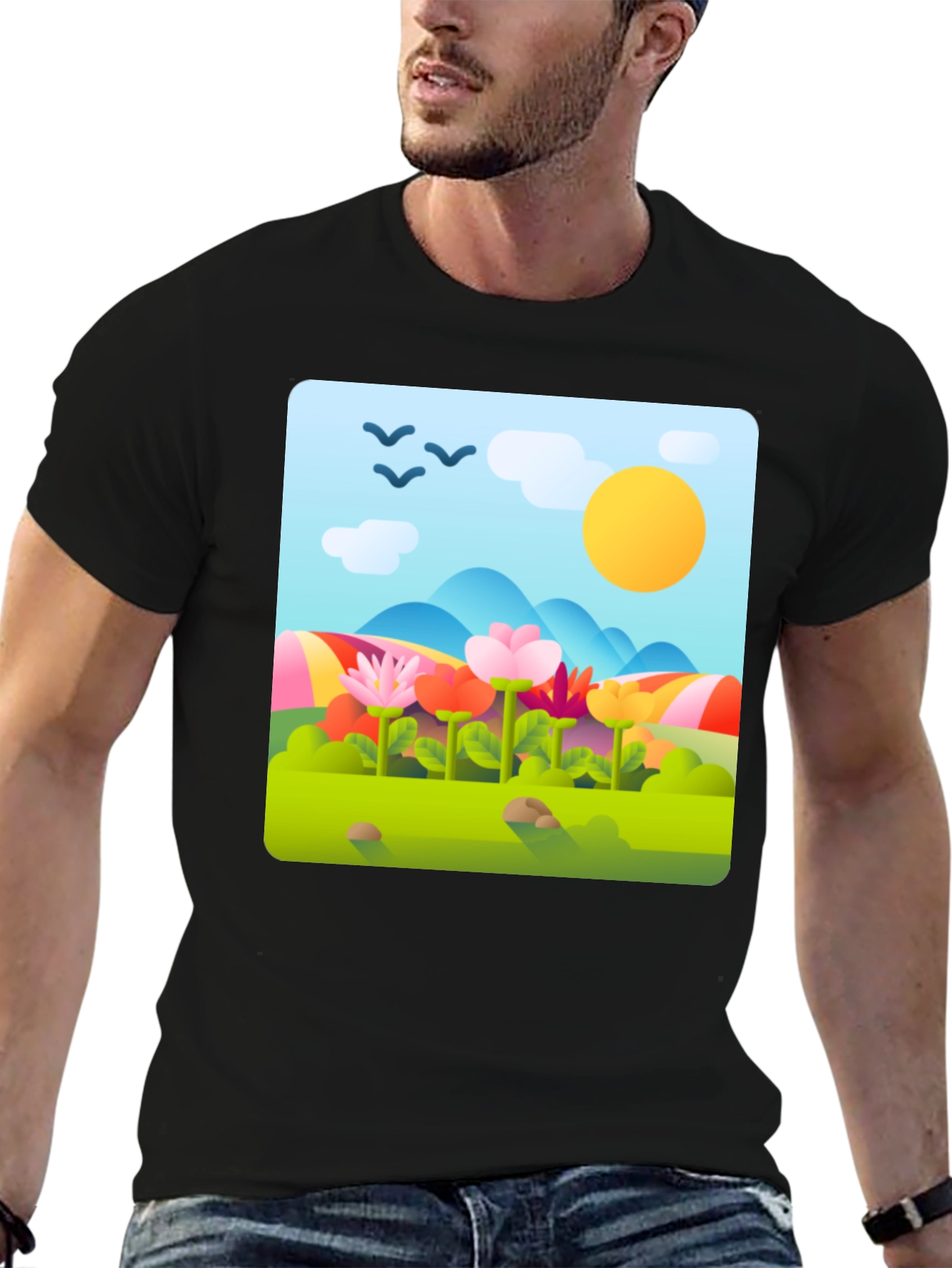 Nature Print T-Shirt - Floral Landscape