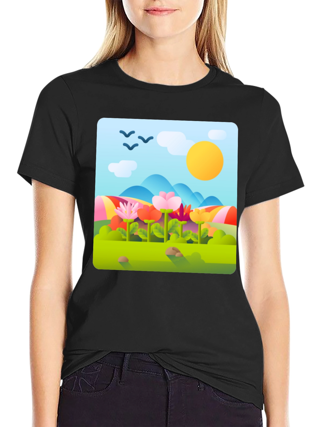 Nature Print T-Shirt - Floral Landscape