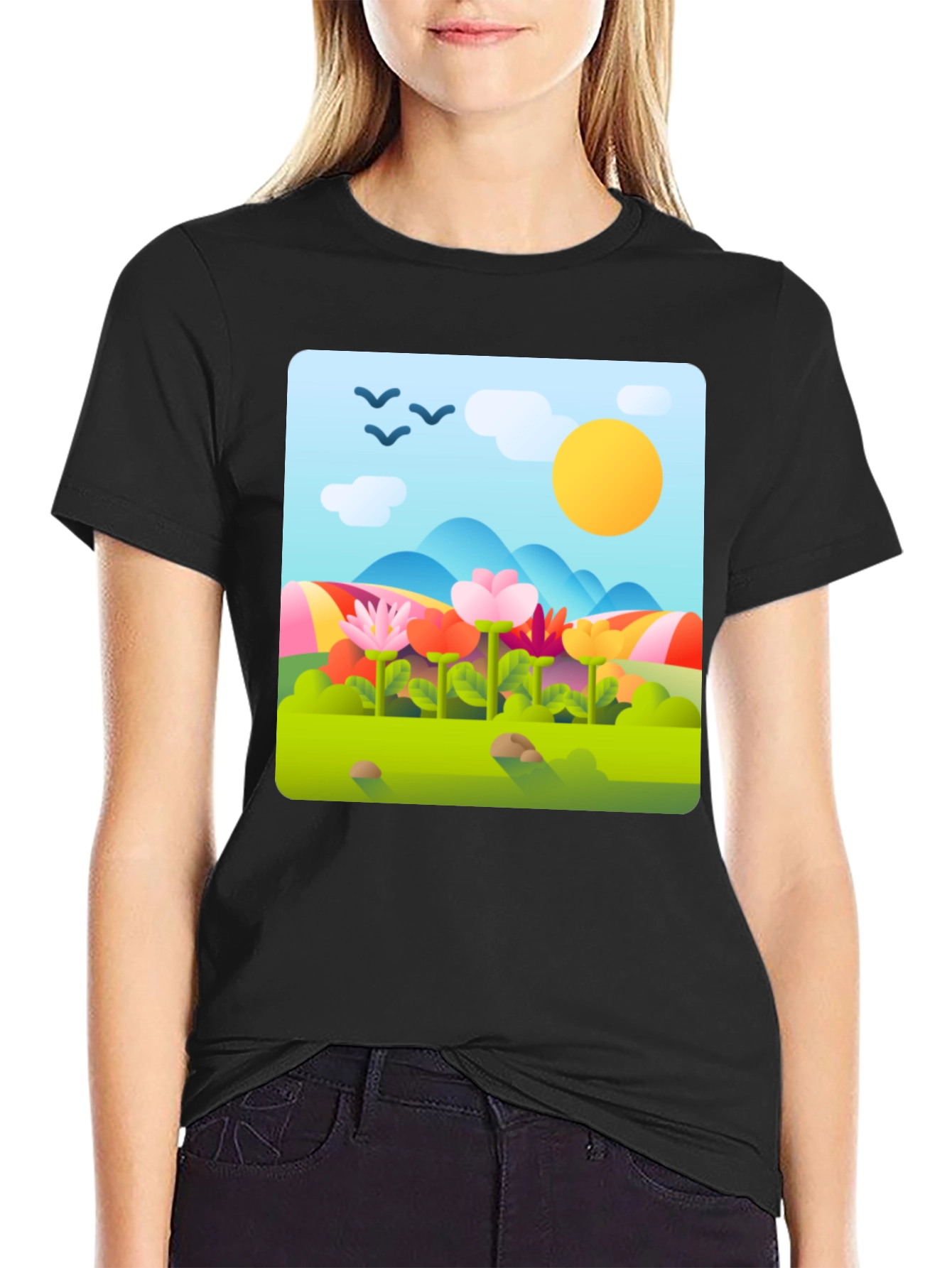 Nature Print T-Shirt - Floral Landscape