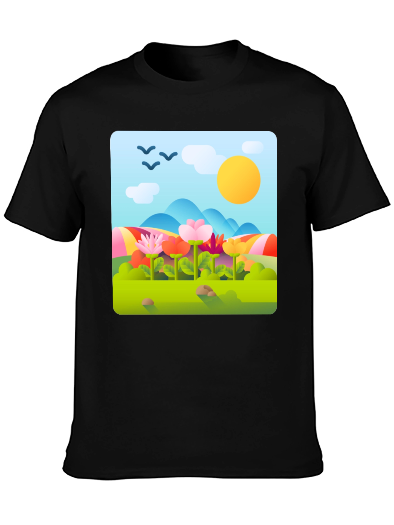 Nature Print T-Shirt - Floral Landscape