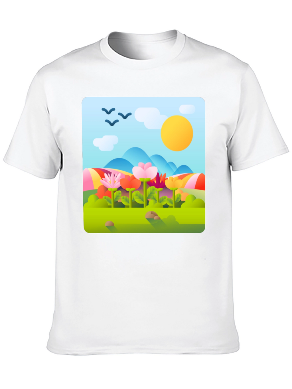 Nature Print T-Shirt - Floral Landscape