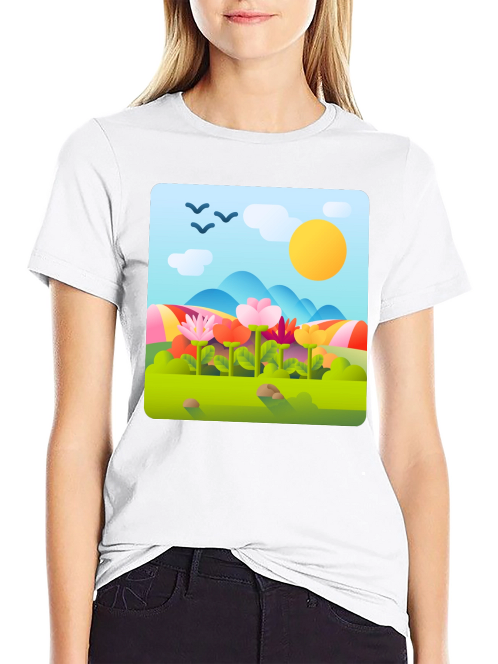 Nature Print T-Shirt - Floral Landscape