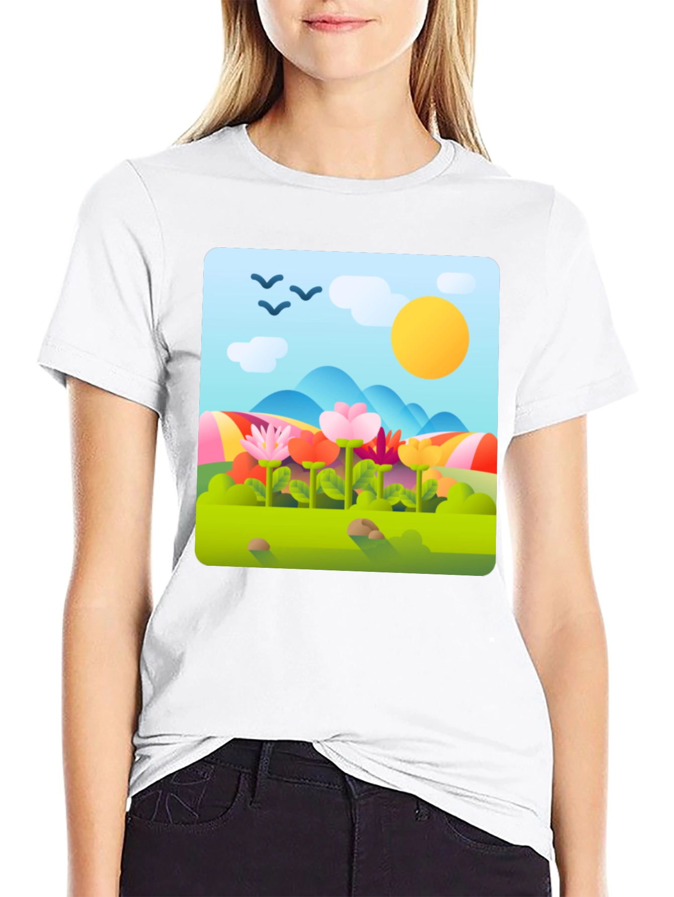 Nature Print T-Shirt - Floral Landscape