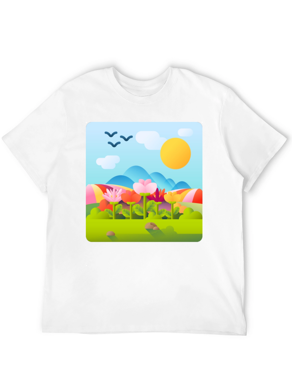 Nature Print T-Shirt - Floral Landscape
