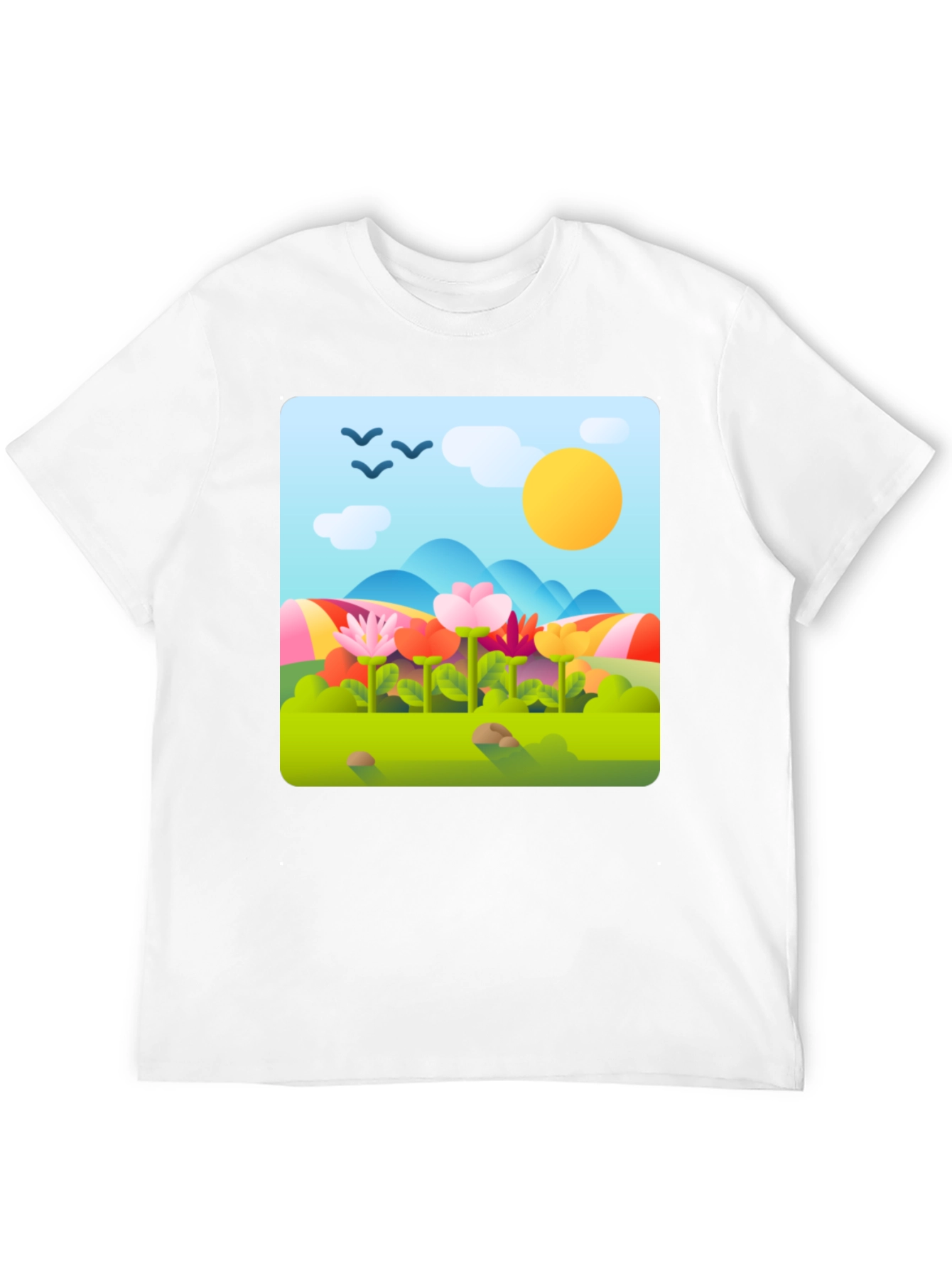 Nature Print T-Shirt - Floral Landscape