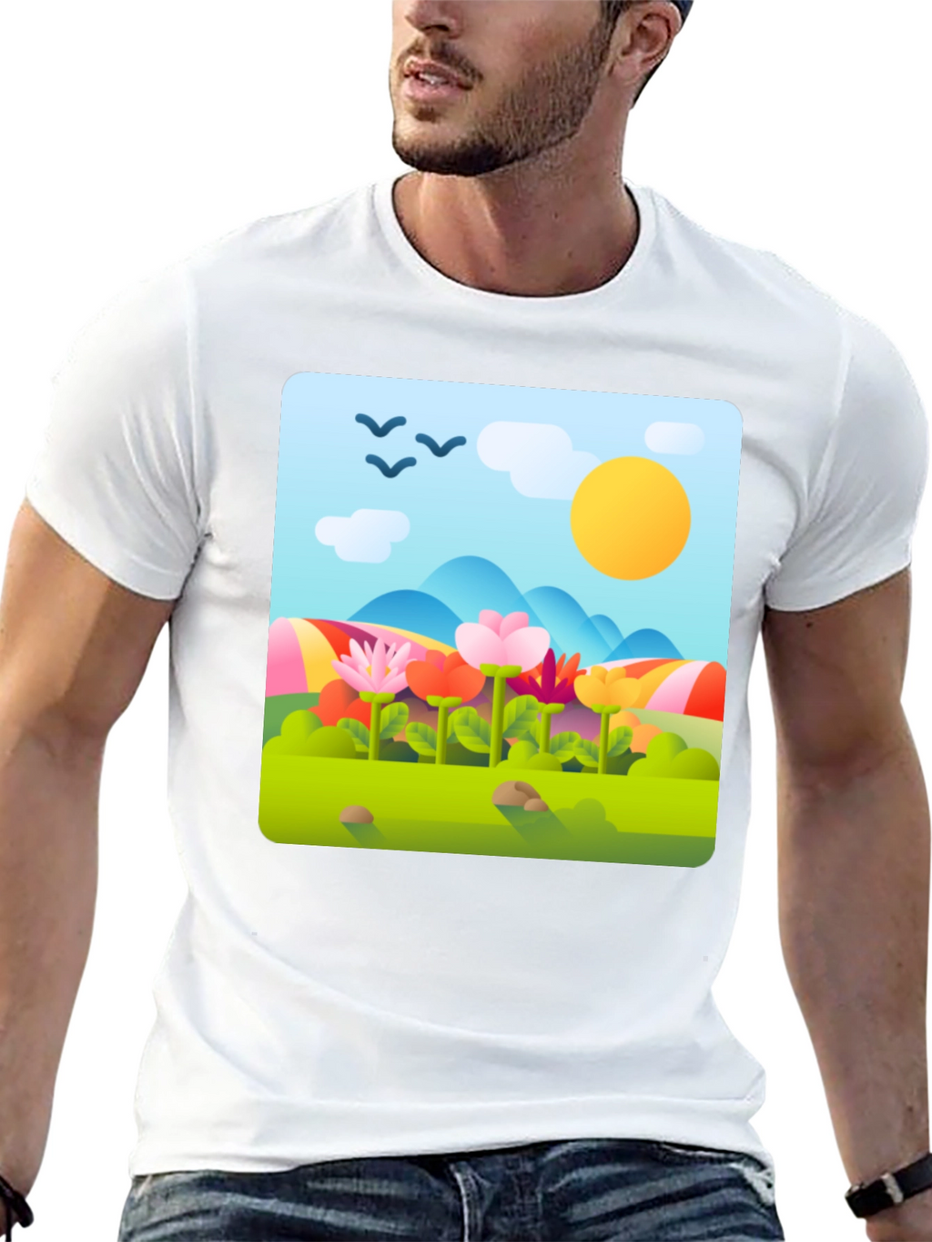 Nature Print T-Shirt - Floral Landscape