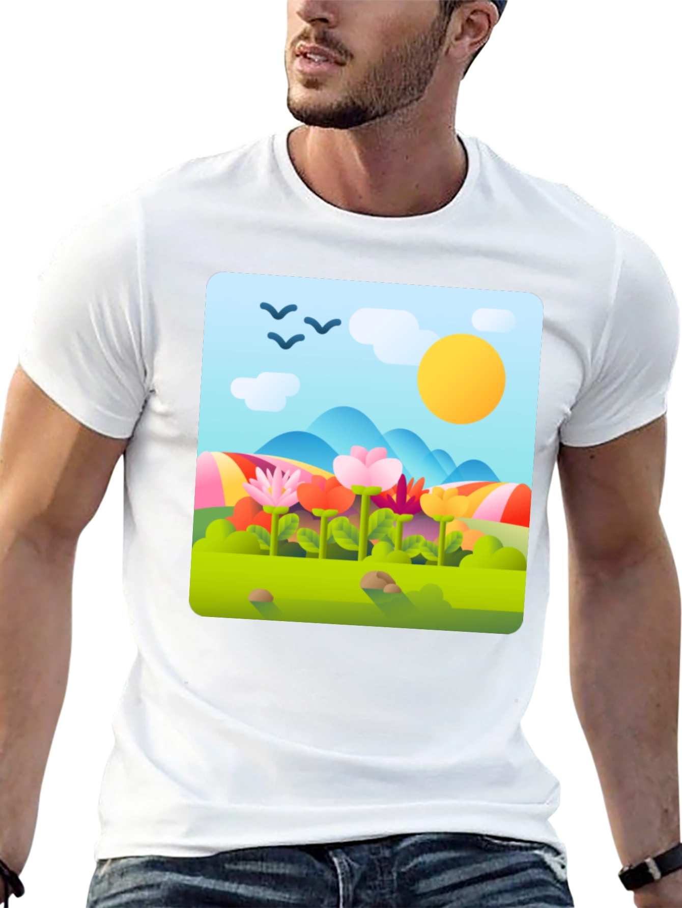 Nature Print T-Shirt - Floral Landscape