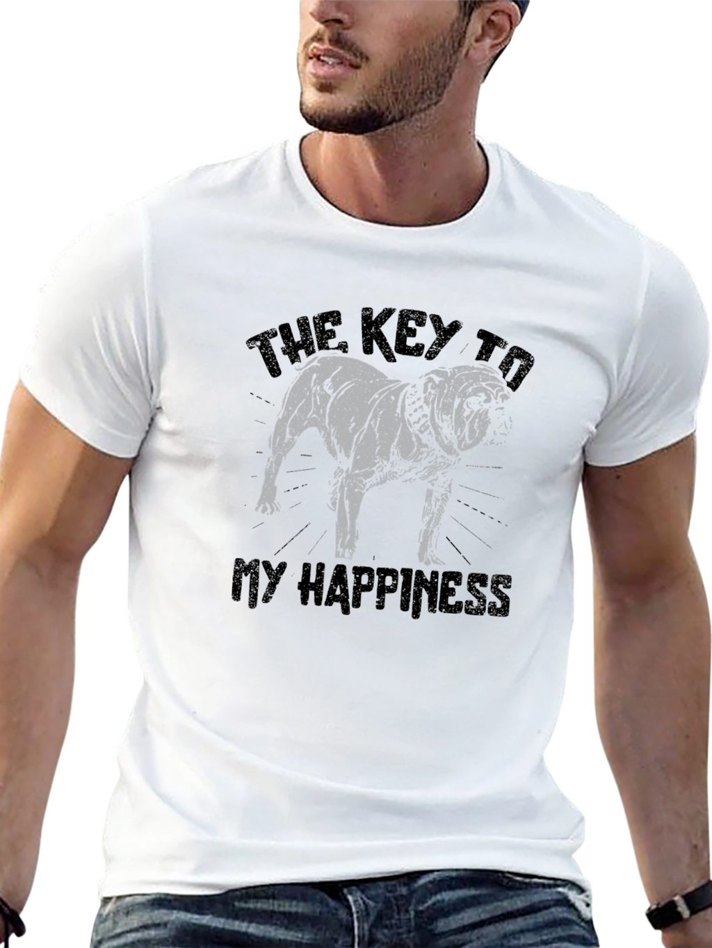 Bulldog Happiness Graphic T-Shirt - Black