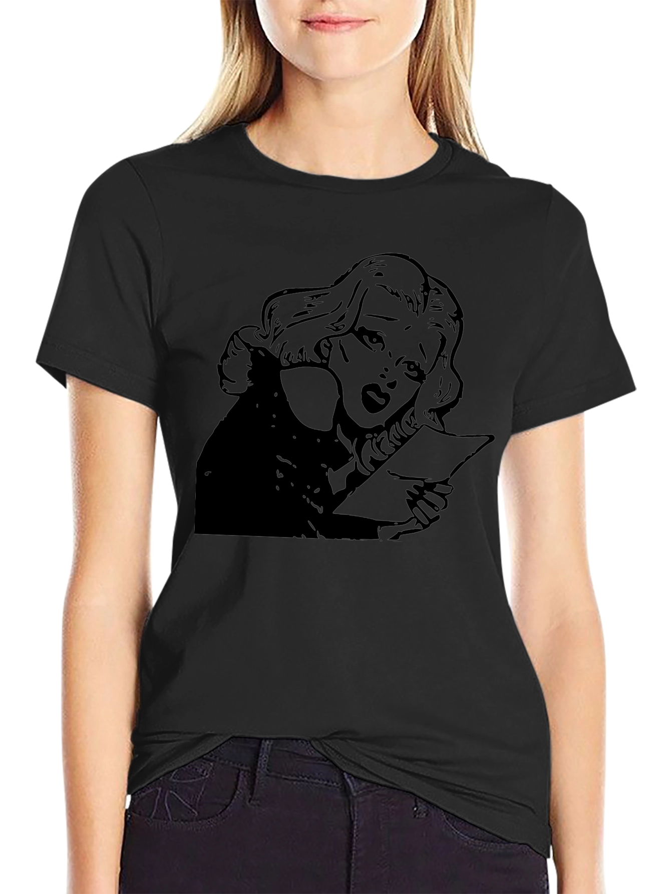 Vintage Comic Style Graphic Tee - Black