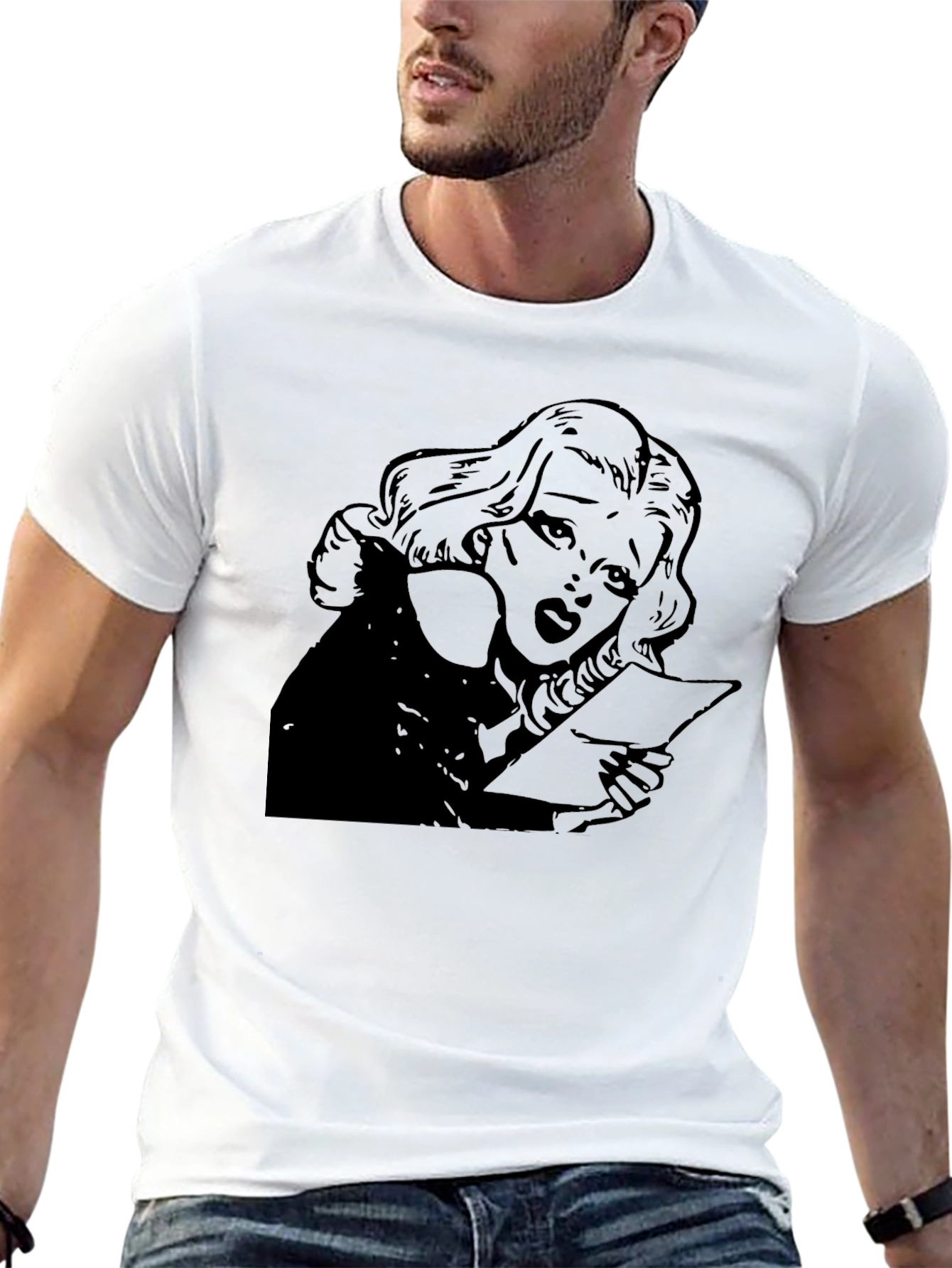 Vintage Comic Style Graphic Tee - Black