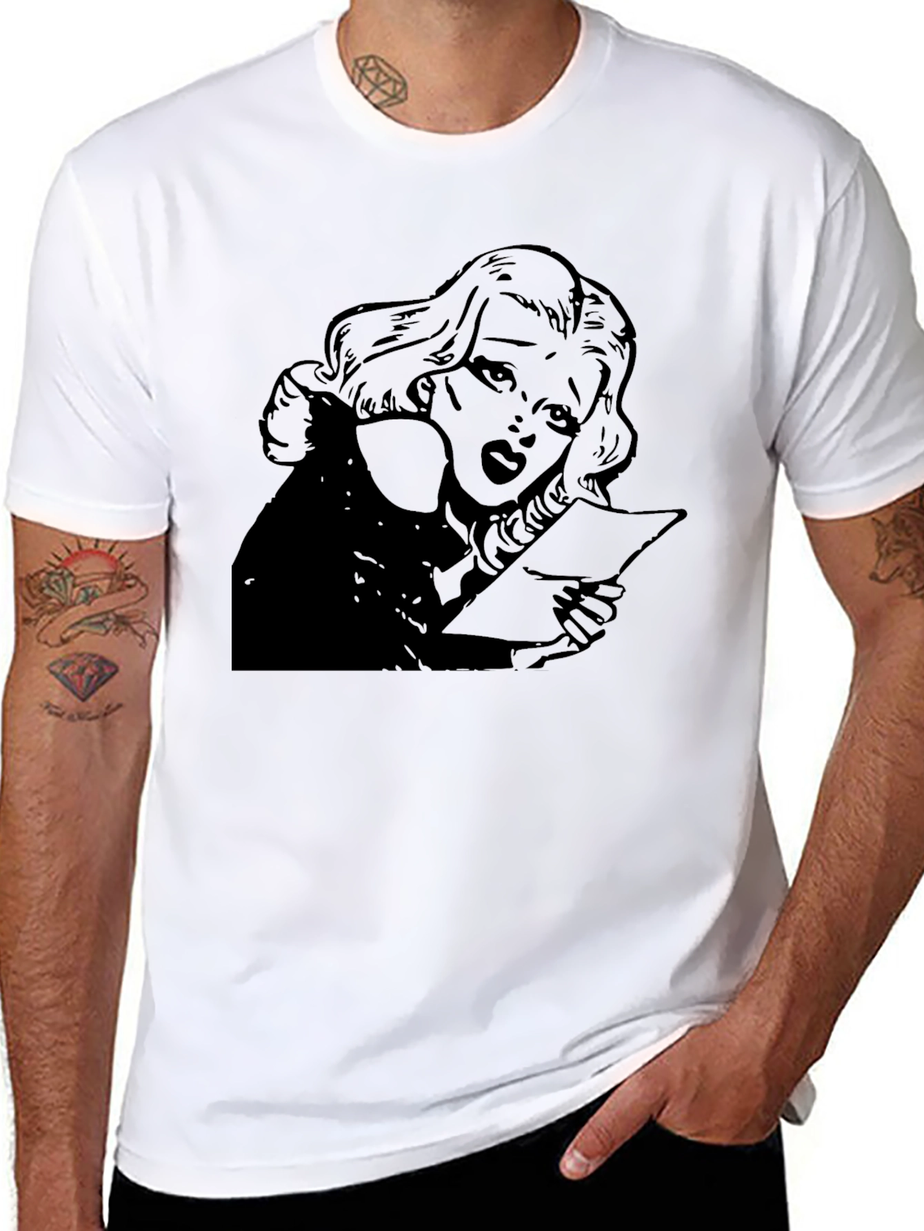Vintage Comic Style Graphic Tee - Black