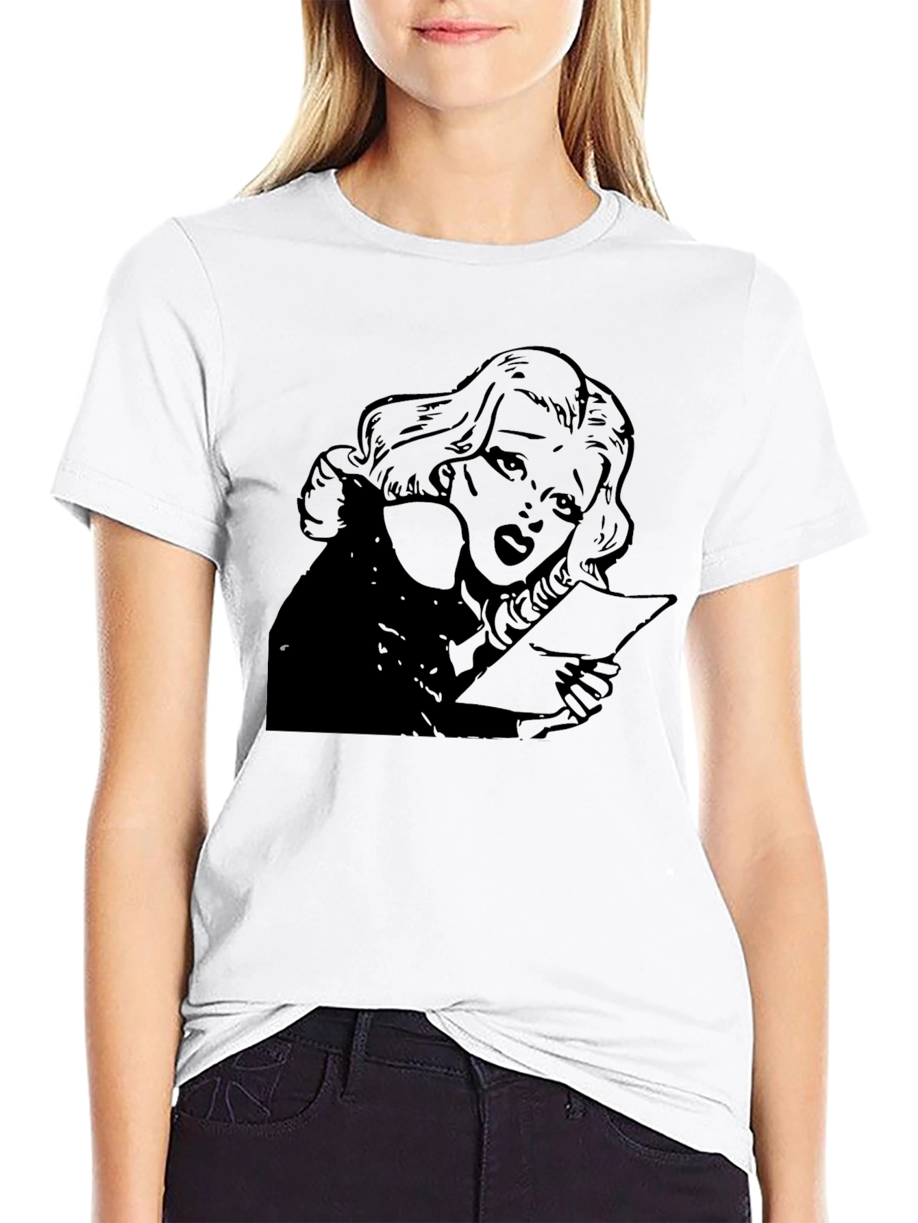 Vintage Comic Style Graphic Tee - Black