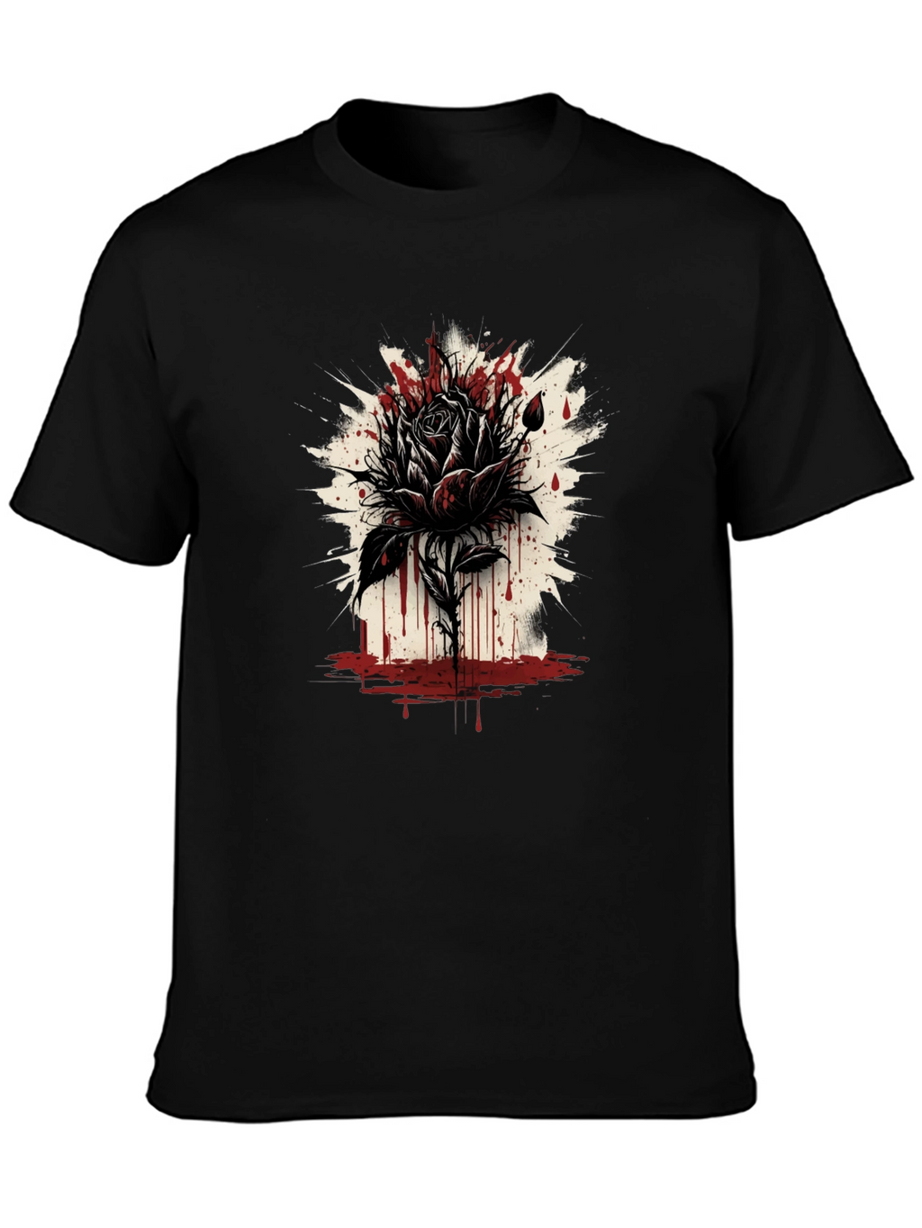 Dark Rose Graphic Tee - Edgy Black T-Shirt