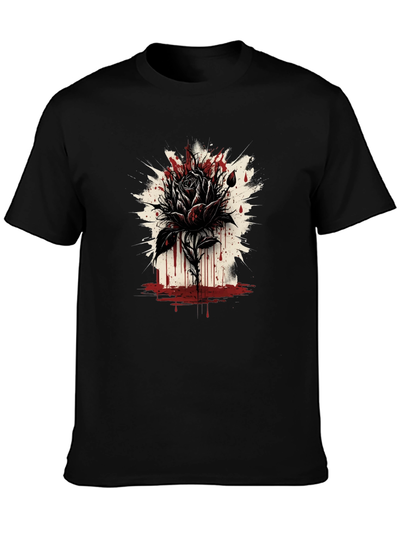 Dark Rose Graphic Tee - Edgy Black T-Shirt