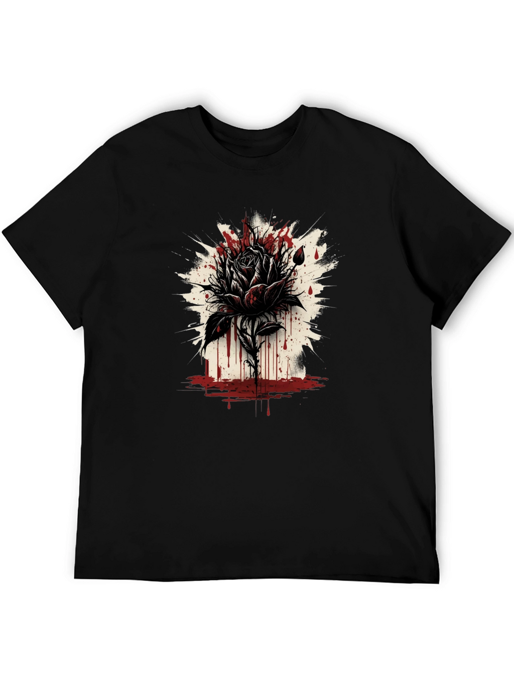 Dark Rose Graphic Tee - Edgy Black T-Shirt
