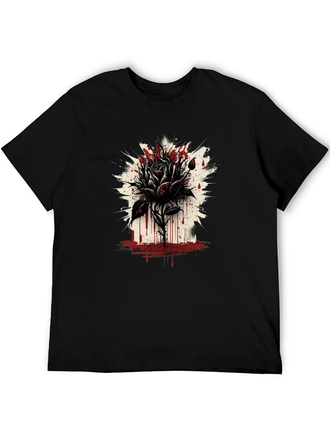 Dark Rose Graphic Tee - Edgy Black T-Shirt