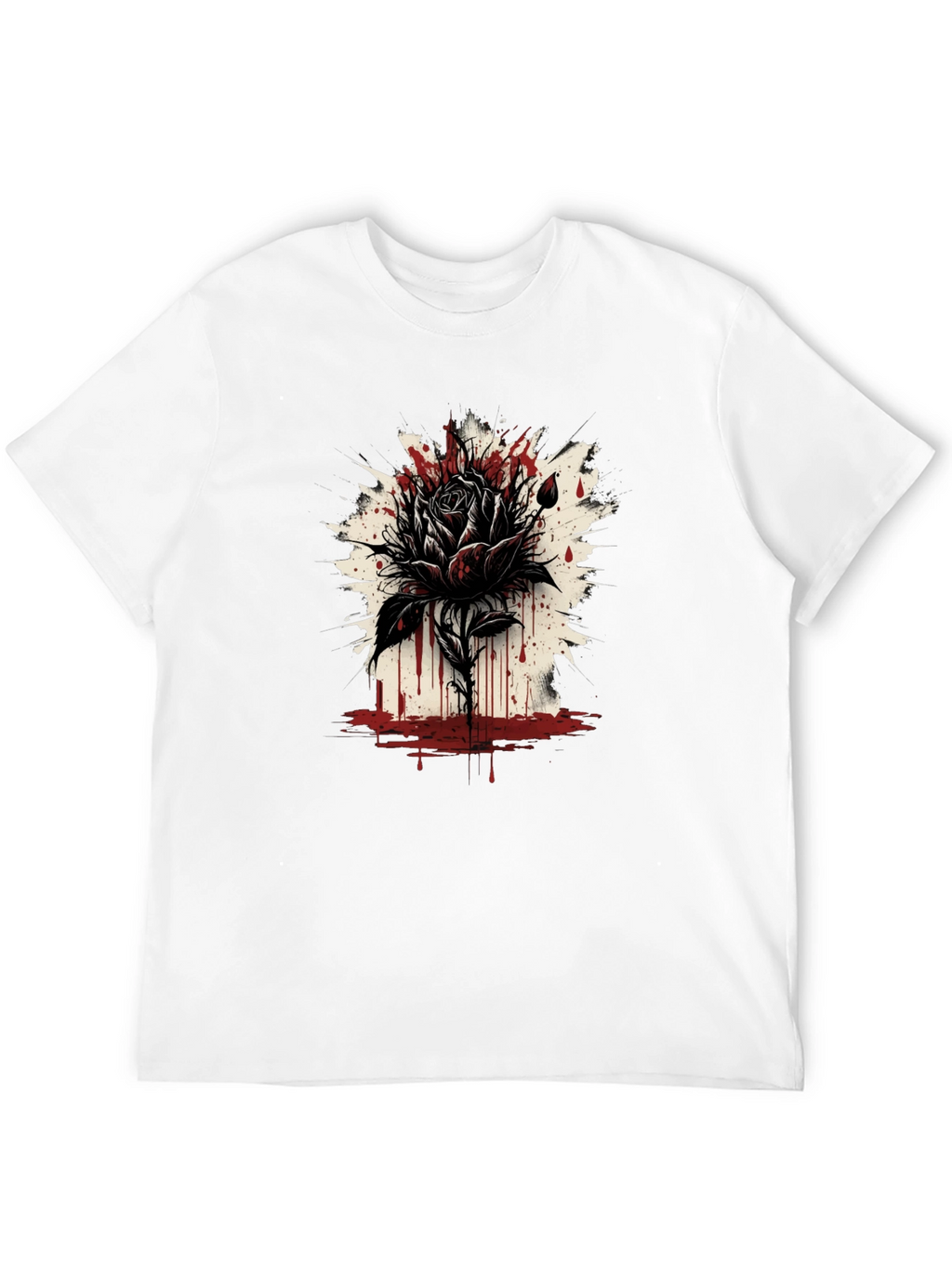 Dark Rose Graphic Tee - Edgy Black T-Shirt