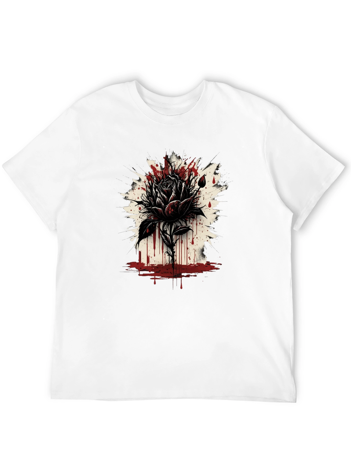 Dark Rose Graphic Tee - Edgy Black T-Shirt