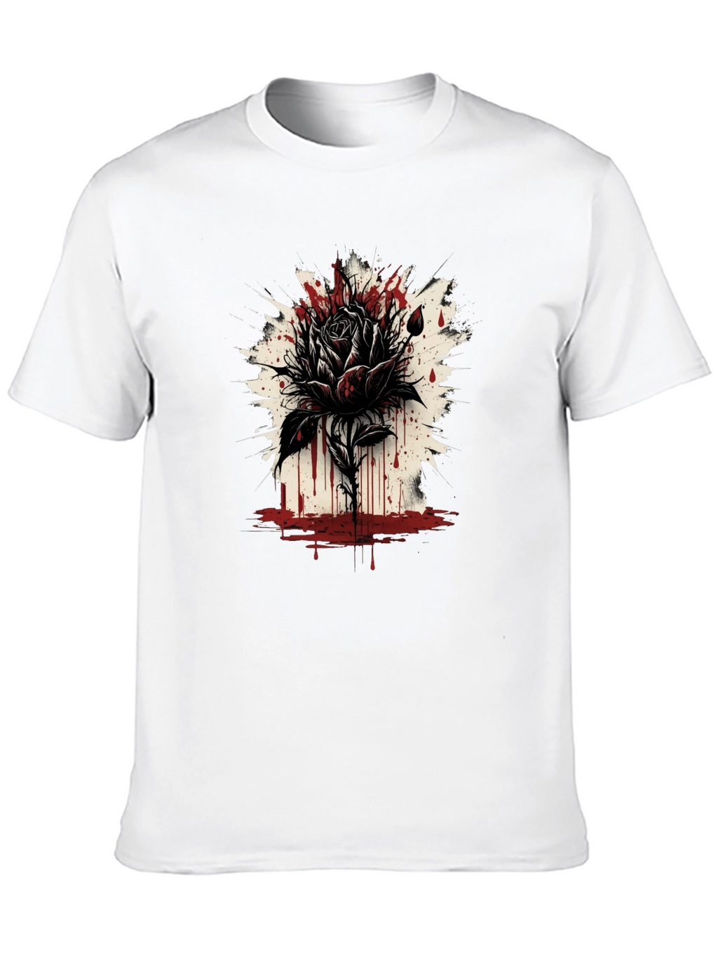 Dark Rose Graphic Tee - Edgy Black T-Shirt