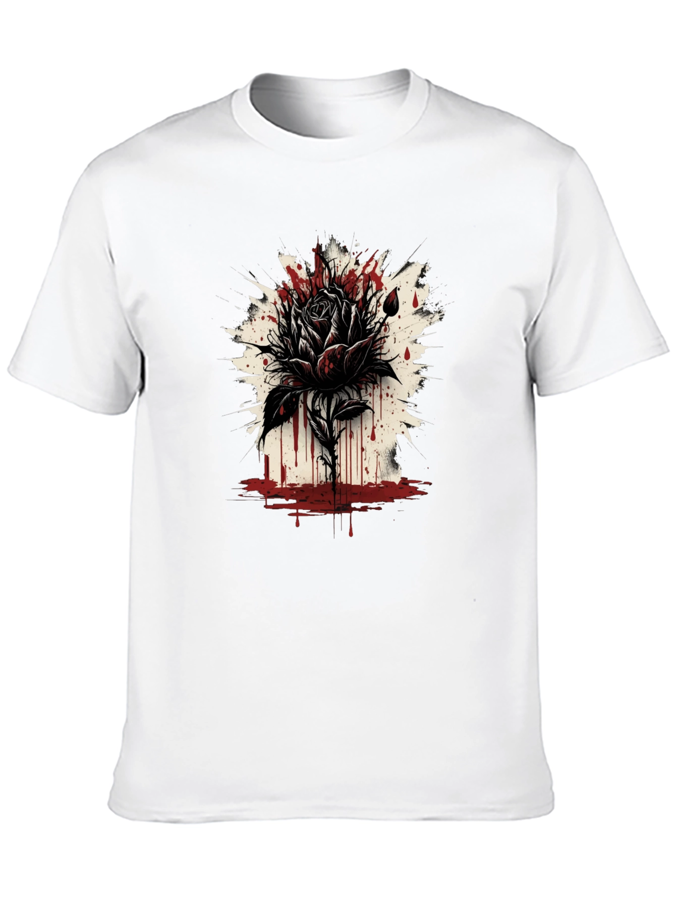 Dark Rose Graphic Tee - Edgy Black T-Shirt