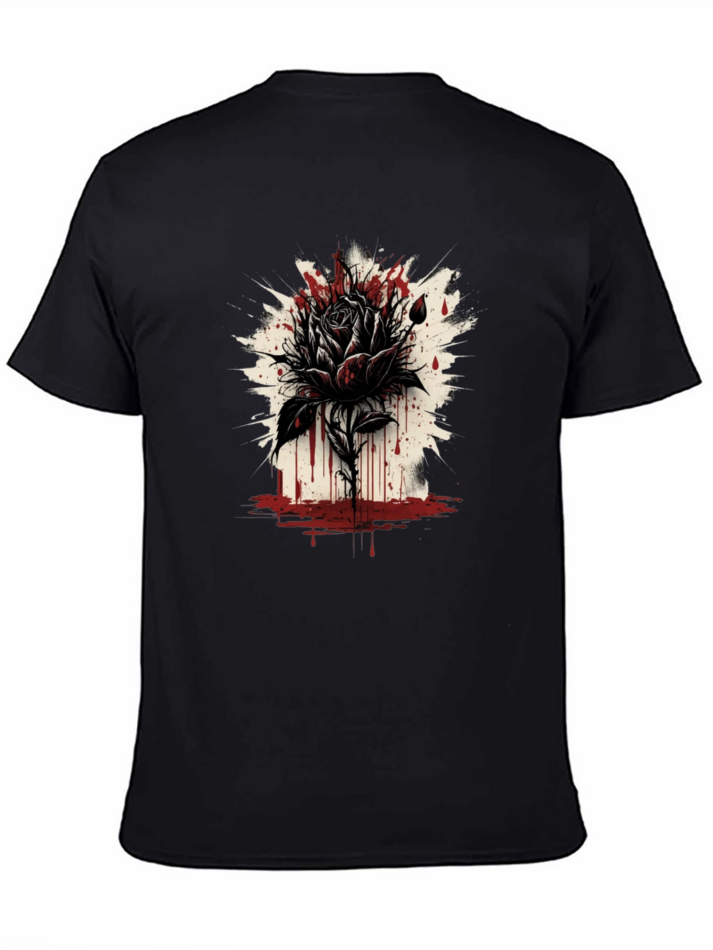 Dark Rose Graphic Tee - Edgy Black T-Shirt