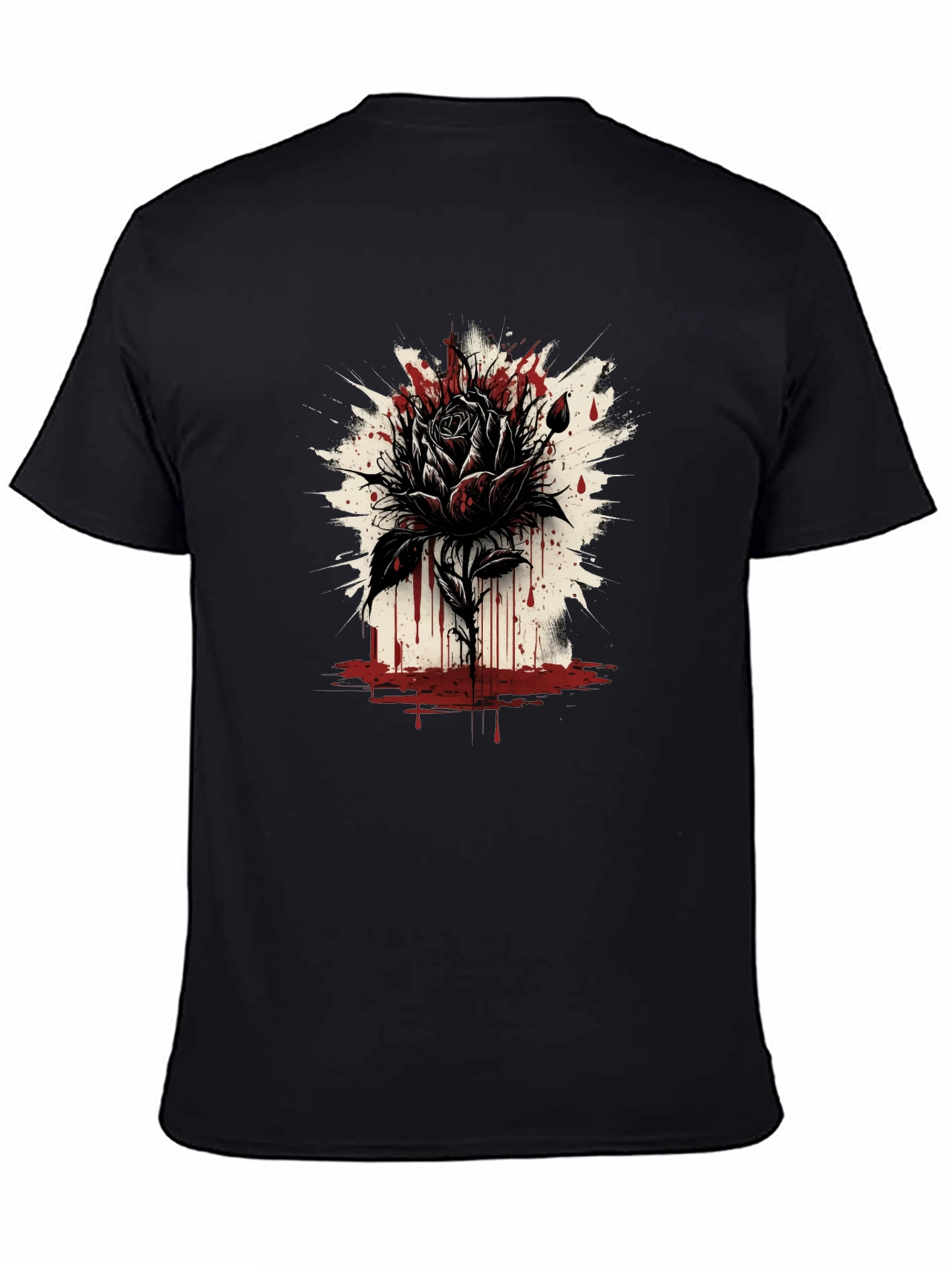 Dark Rose Graphic Tee - Edgy Black T-Shirt