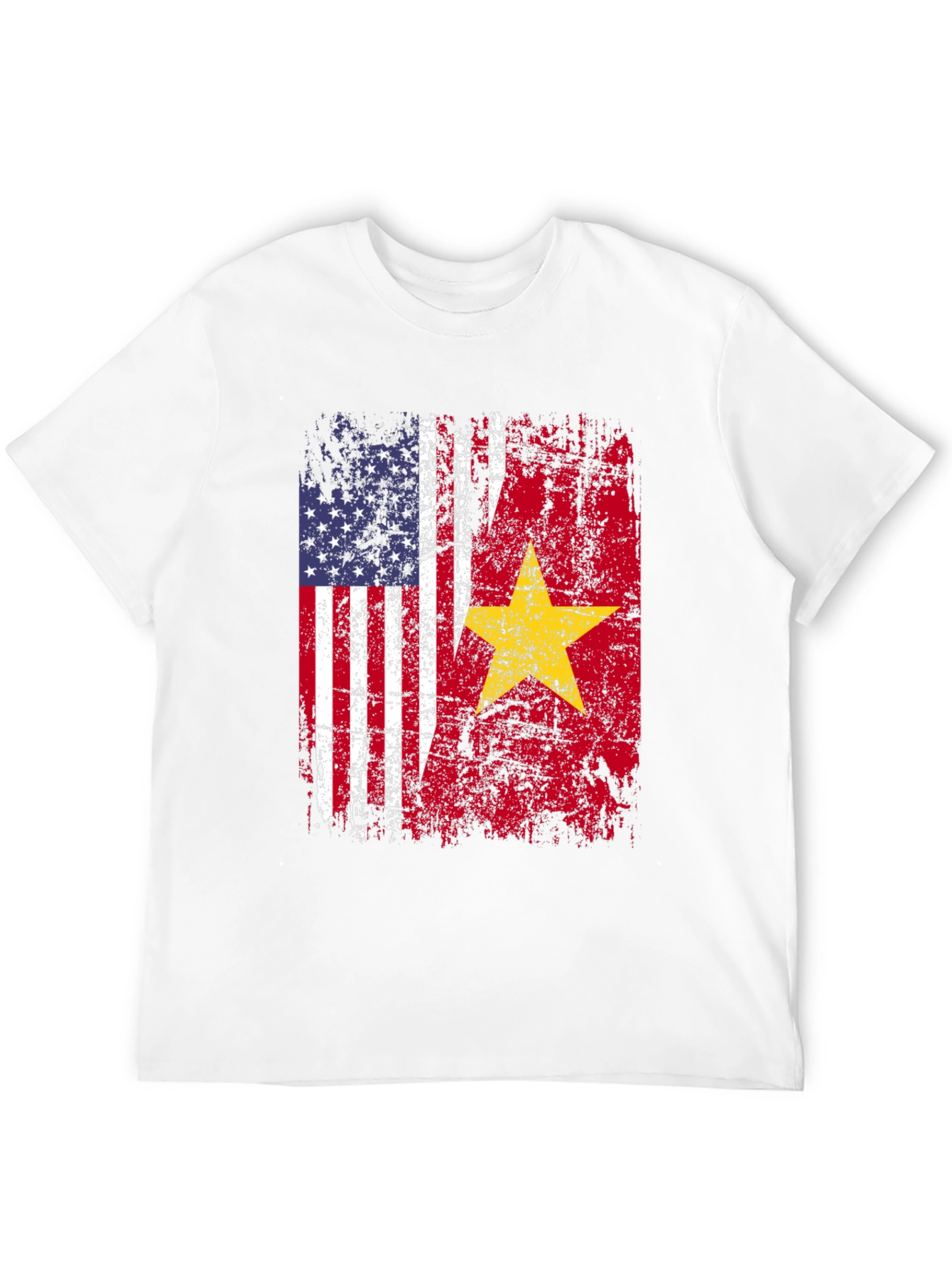 USA & Vietnam Flag Distressed T-Shirt