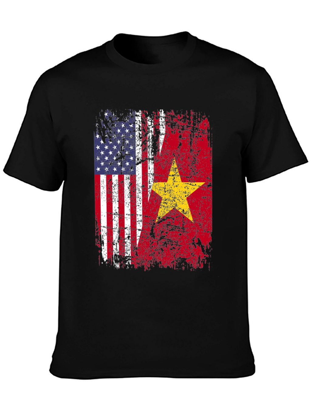 USA & Vietnam Flag Distressed T-Shirt
