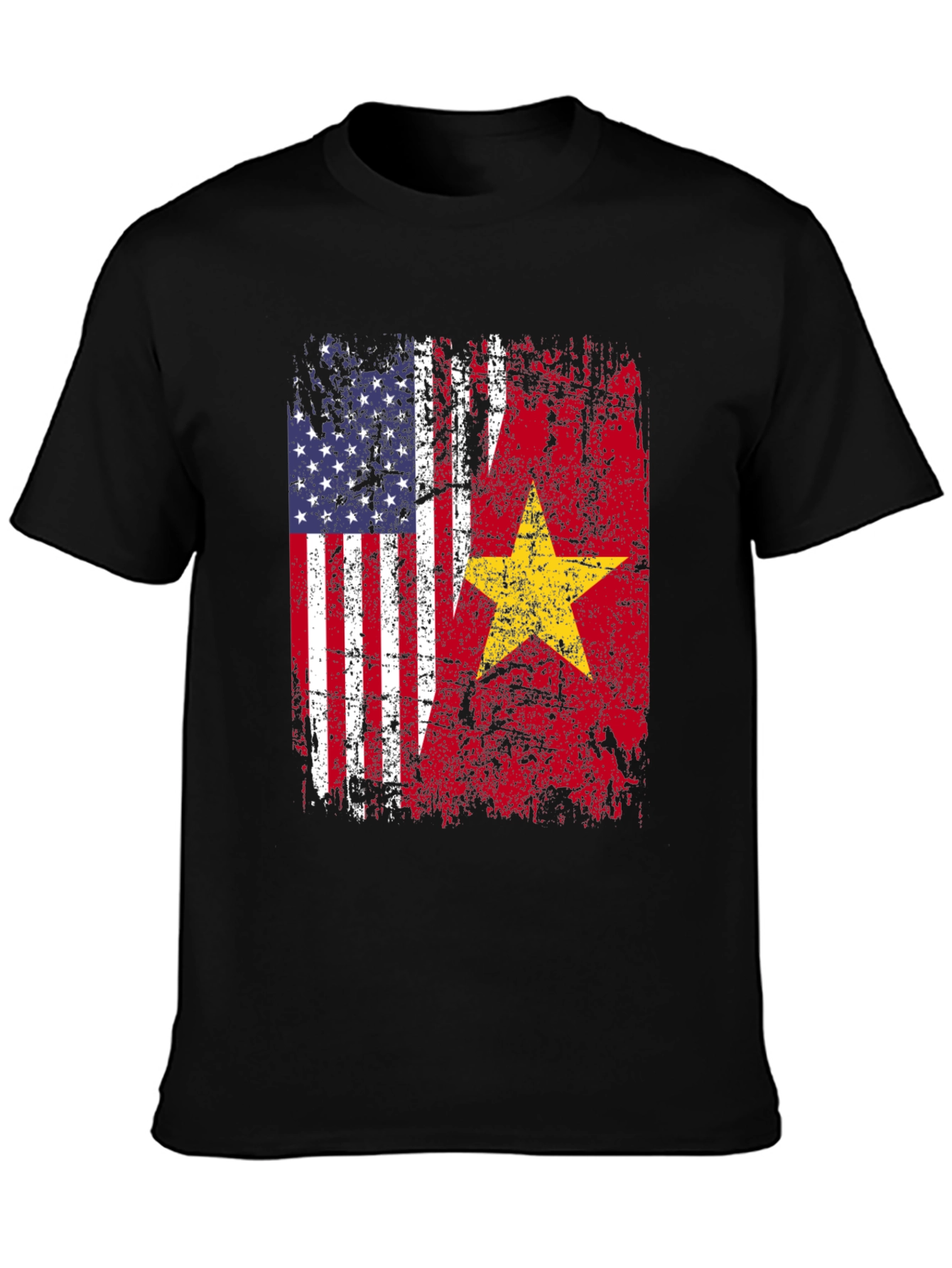 USA & Vietnam Flag Distressed T-Shirt