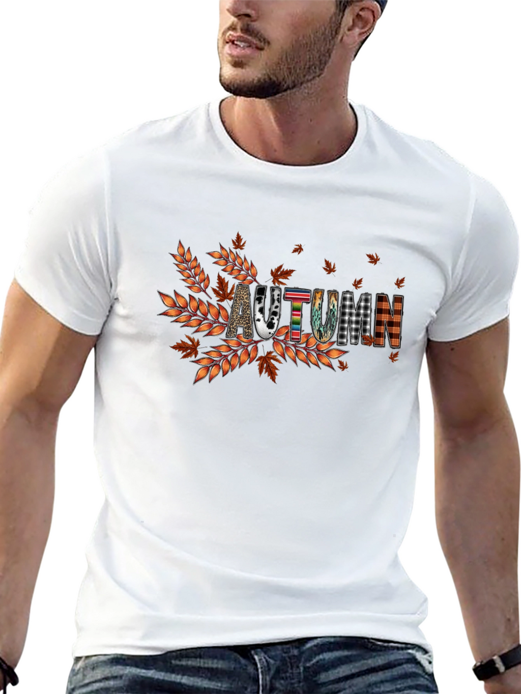 Autumn Graphic Tee - Fall Vibes Black T-Shirt