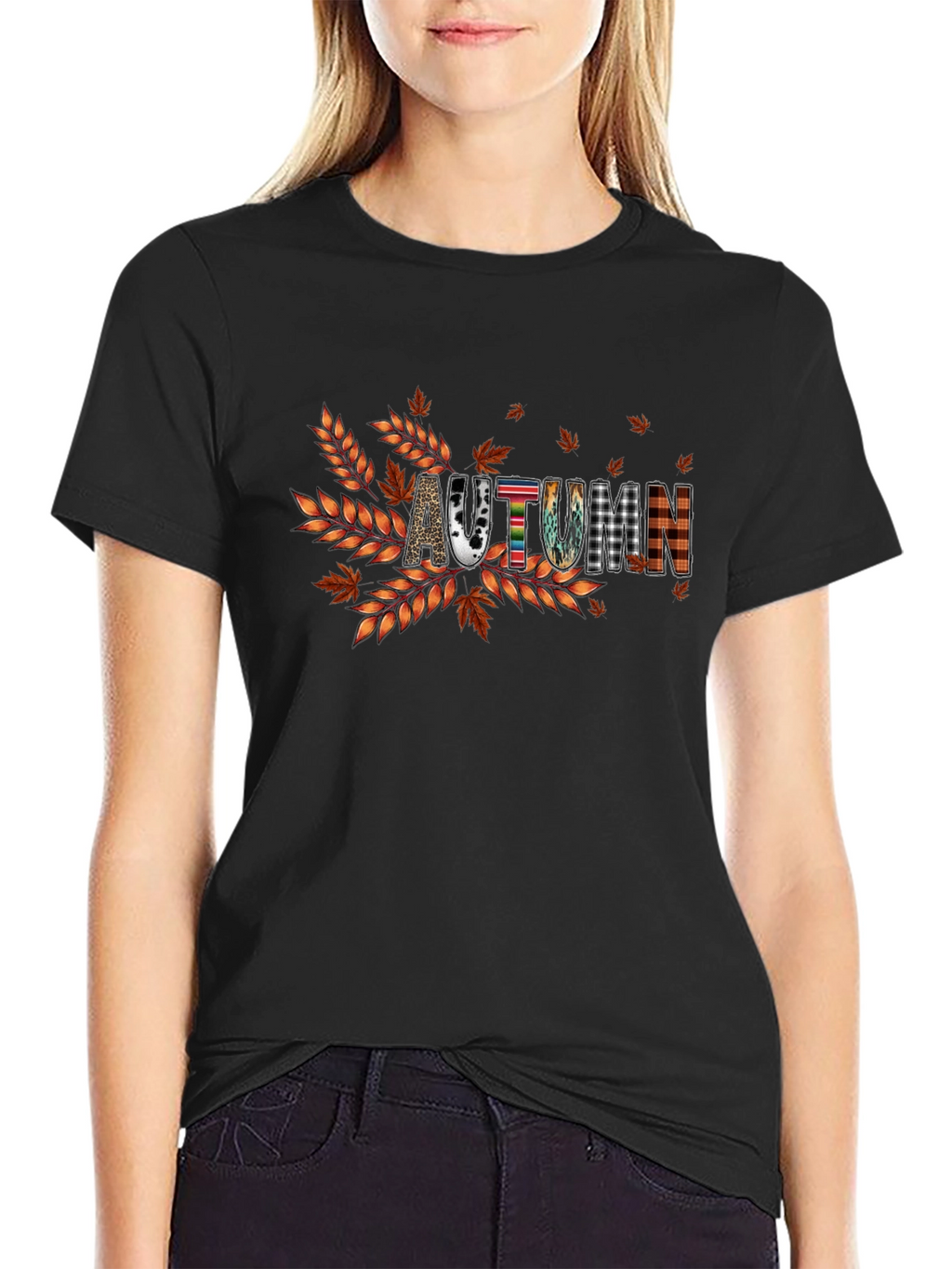 Autumn Graphic Tee - Fall Vibes Black T-Shirt