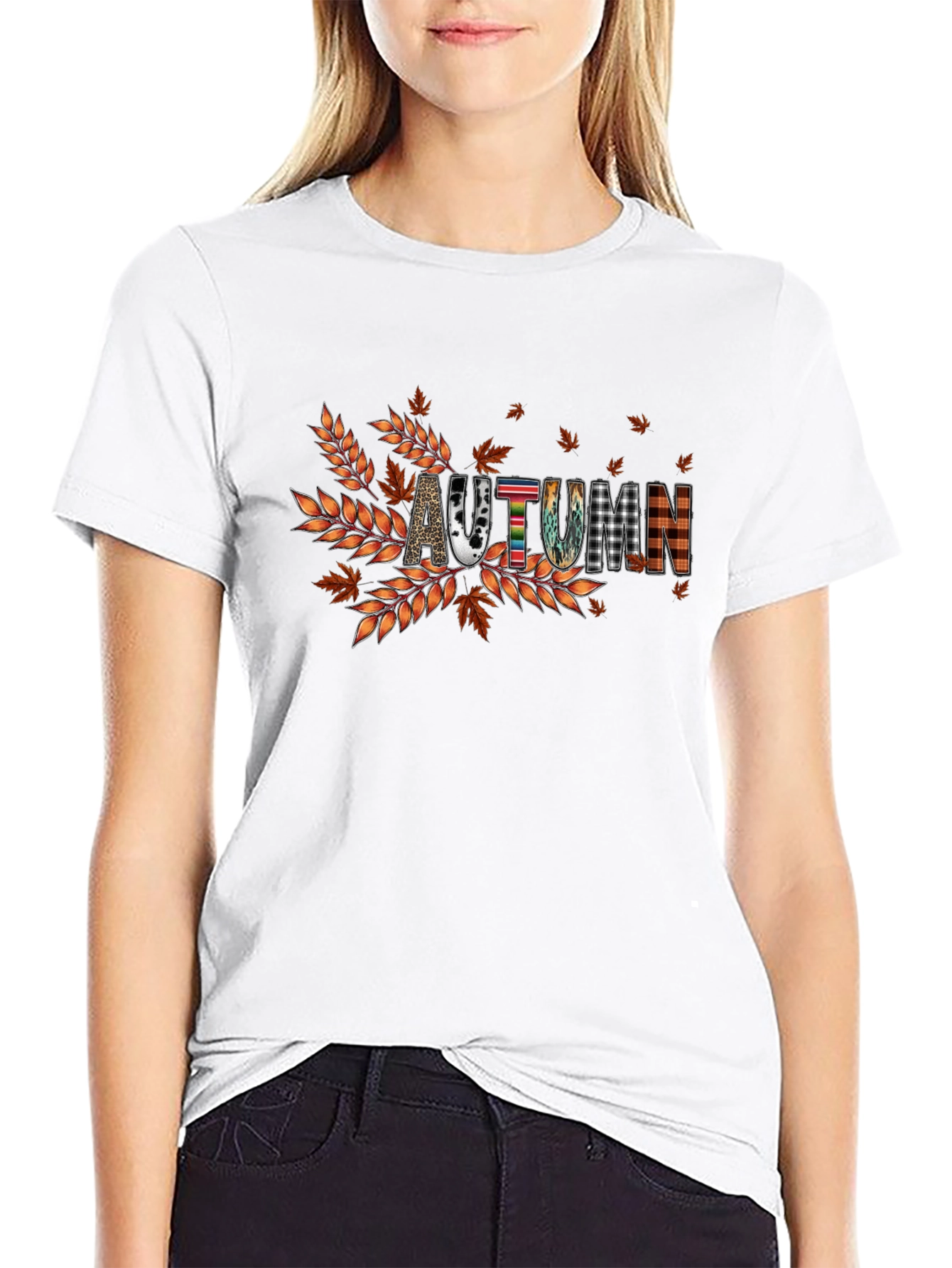 Autumn Graphic Tee - Fall Vibes Black T-Shirt