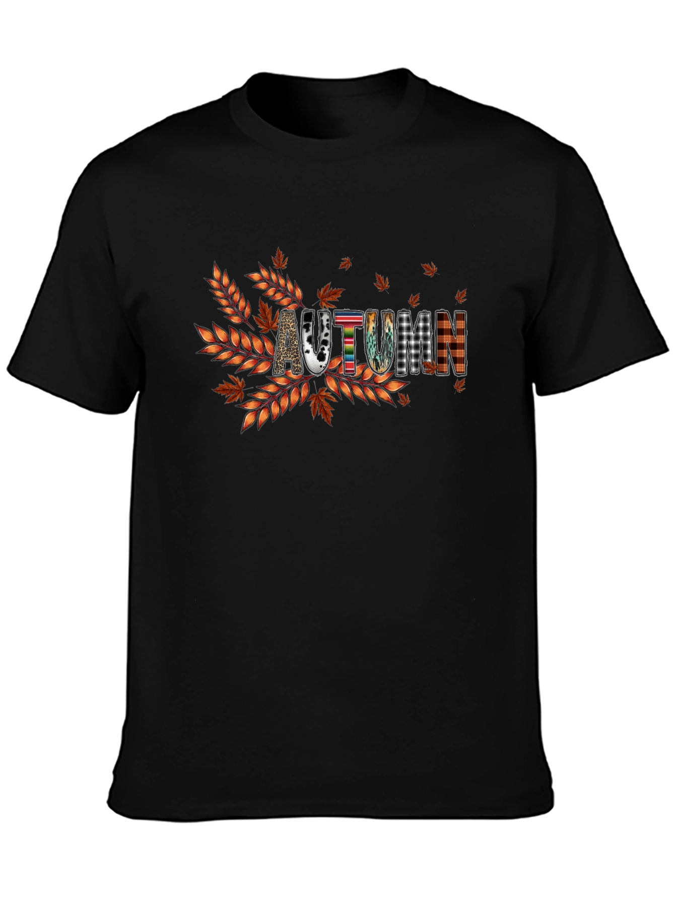 Autumn Graphic Tee - Fall Vibes Black T-Shirt